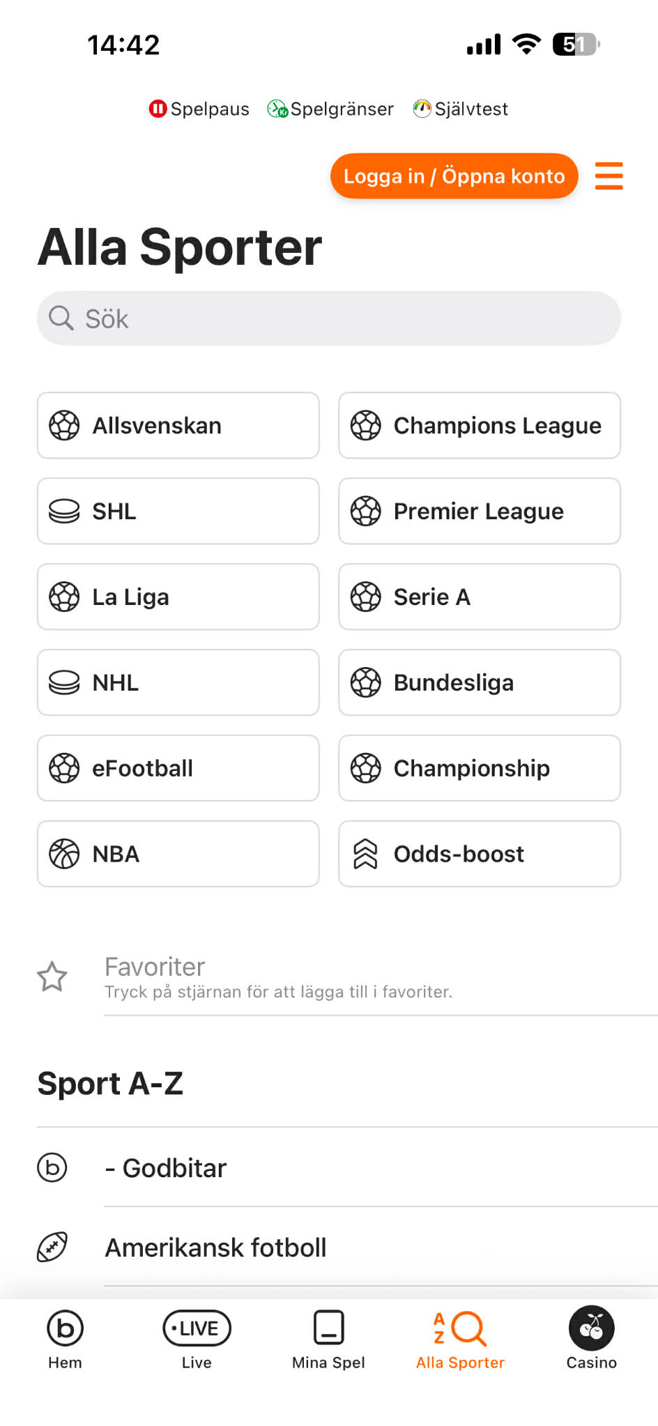 Spelutbud - Betsson