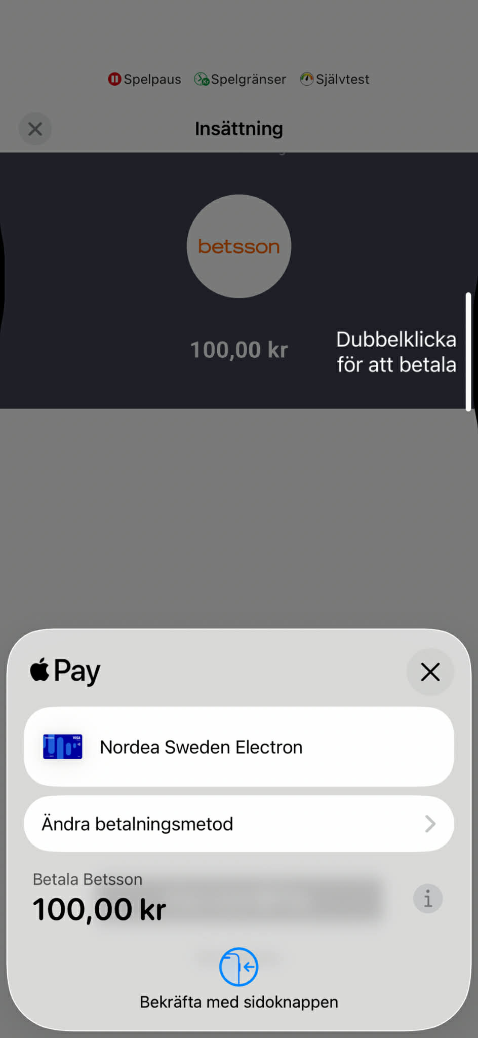 Insättning - Betsson 3