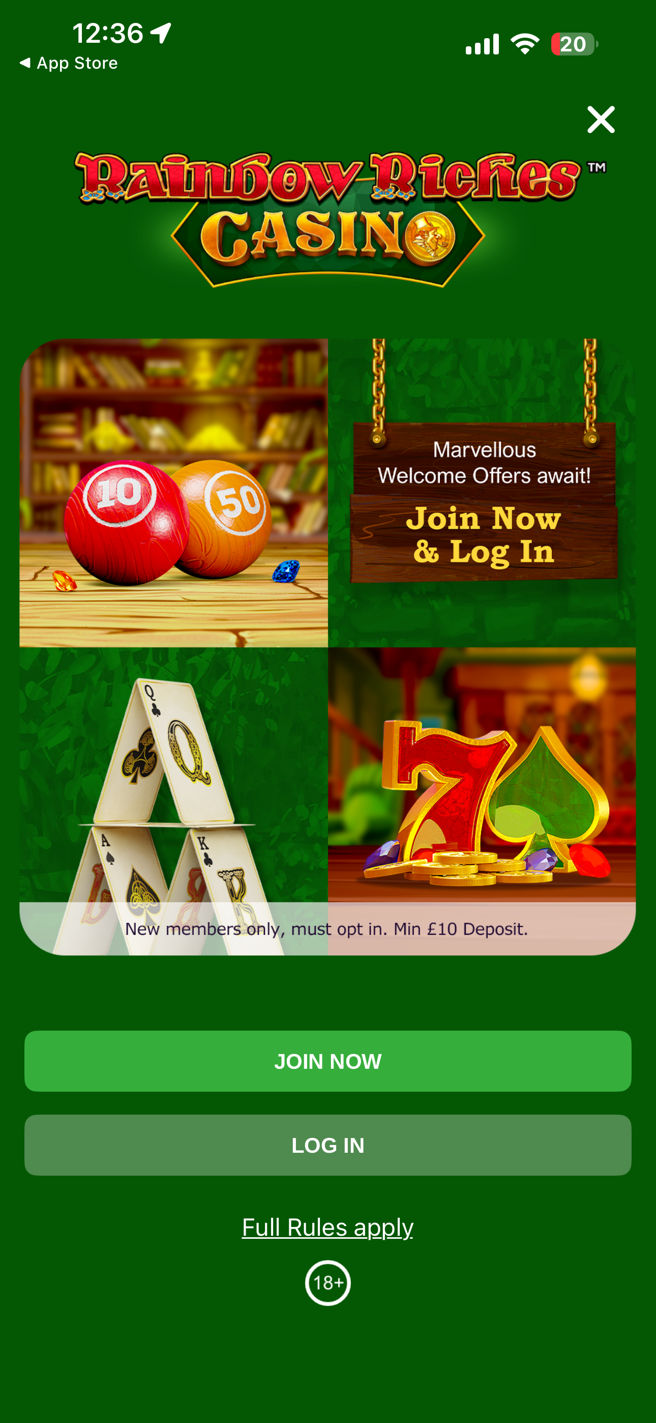Rainbow Riches Casino Sign up 1