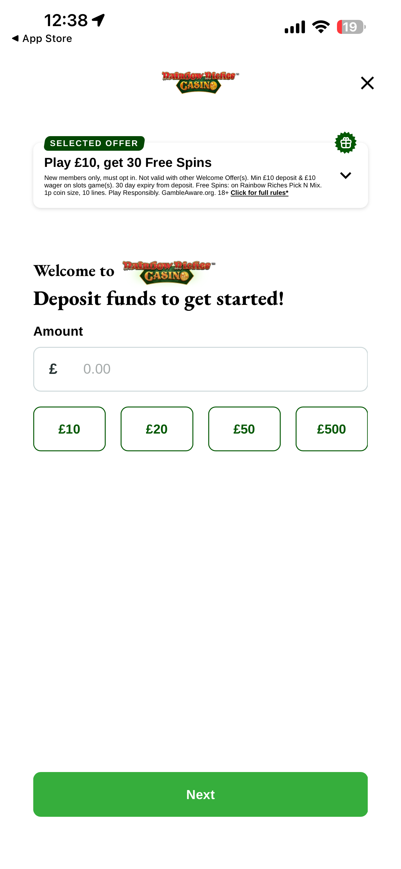Rainbow Riches Deposit 1