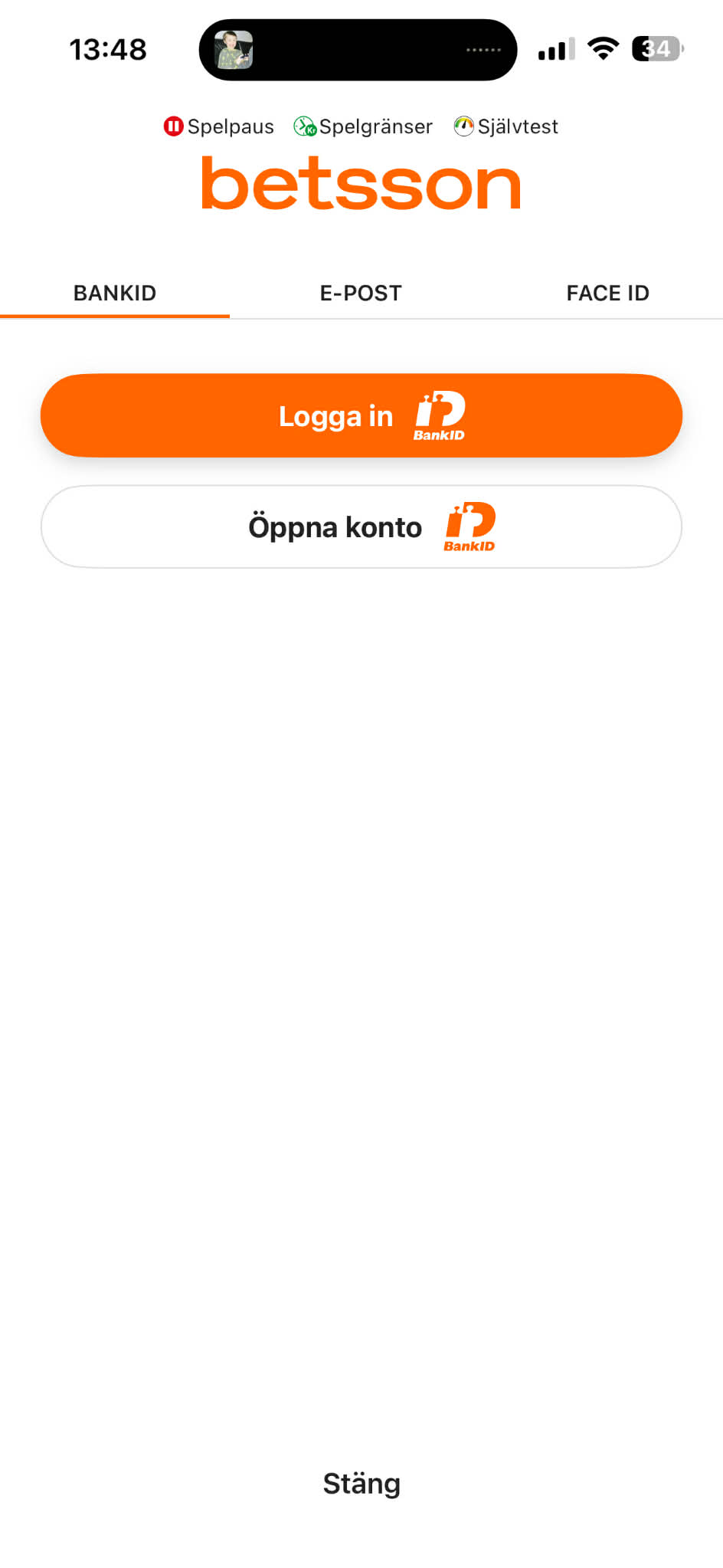 Registrering - Betsson