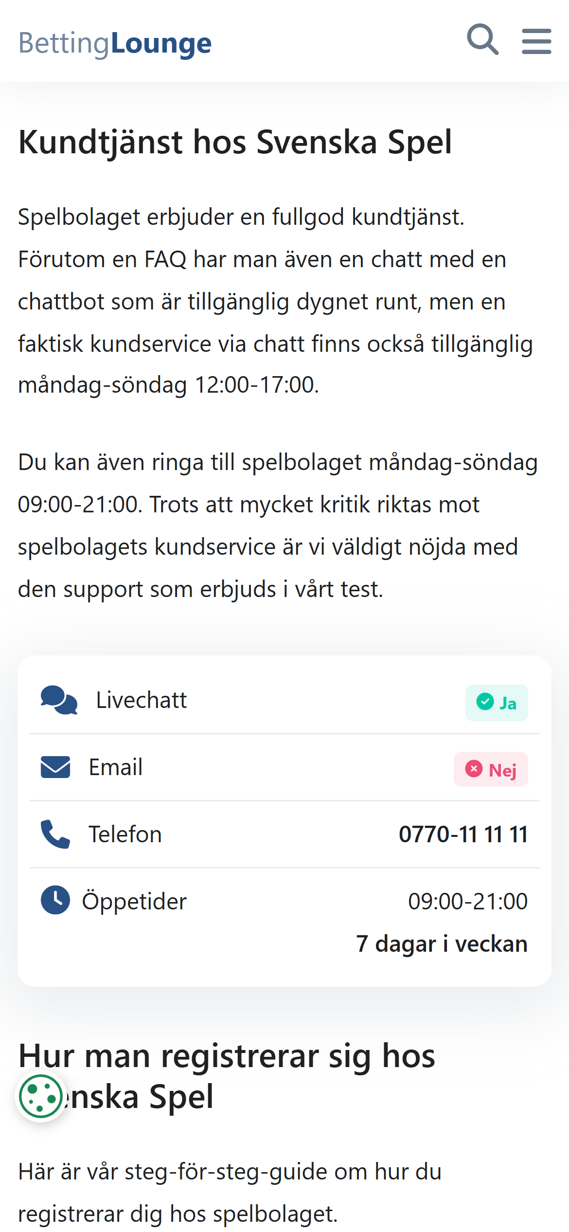 BettingLounge kundtjänst