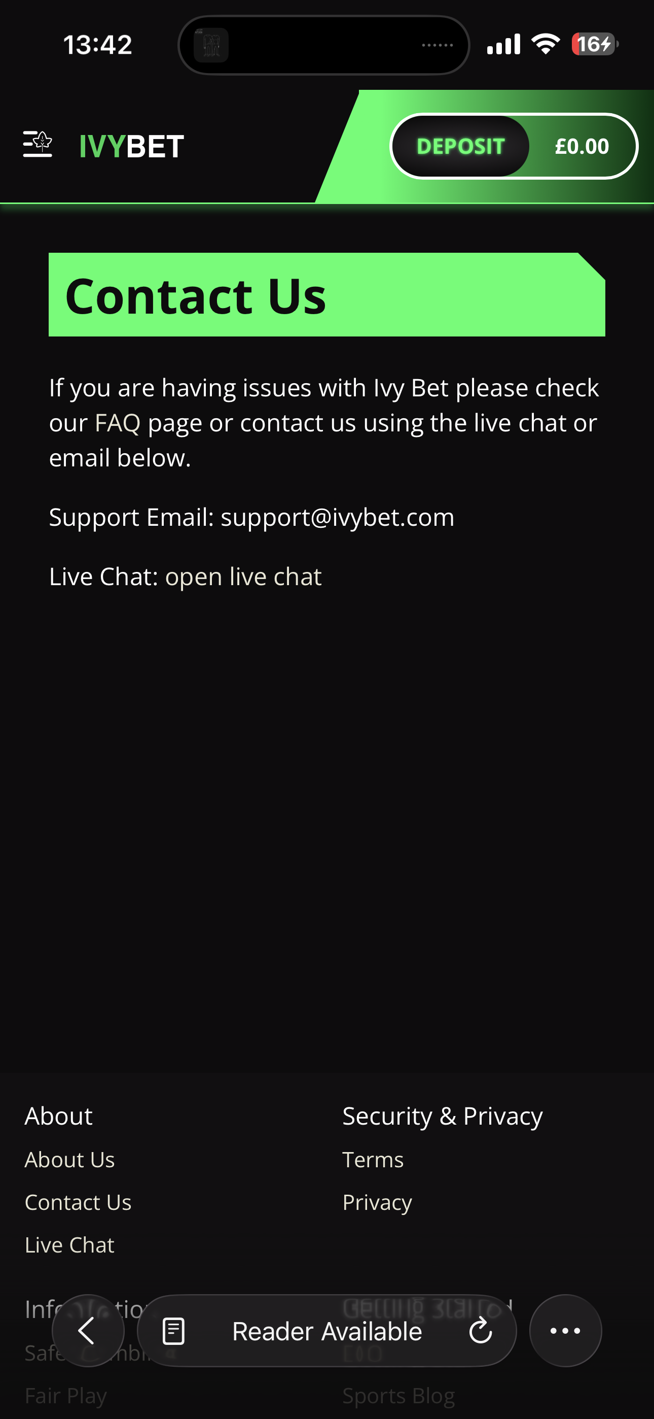 Ivy Bet Contact Us