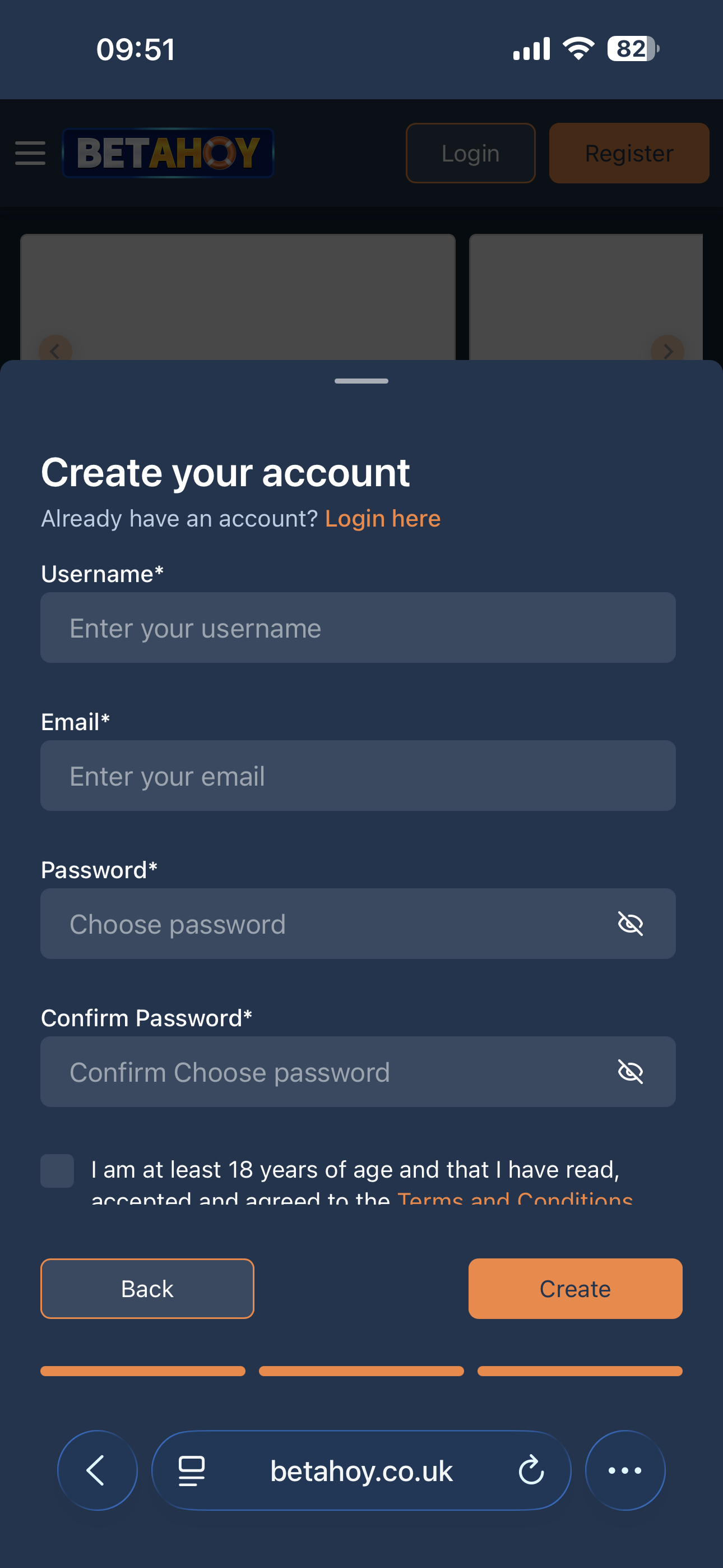 BetAhoy Sign Up 3