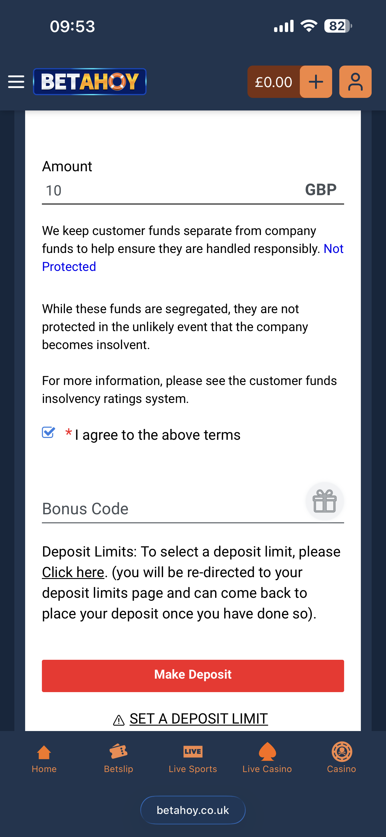 BetAhoy Deposit 2