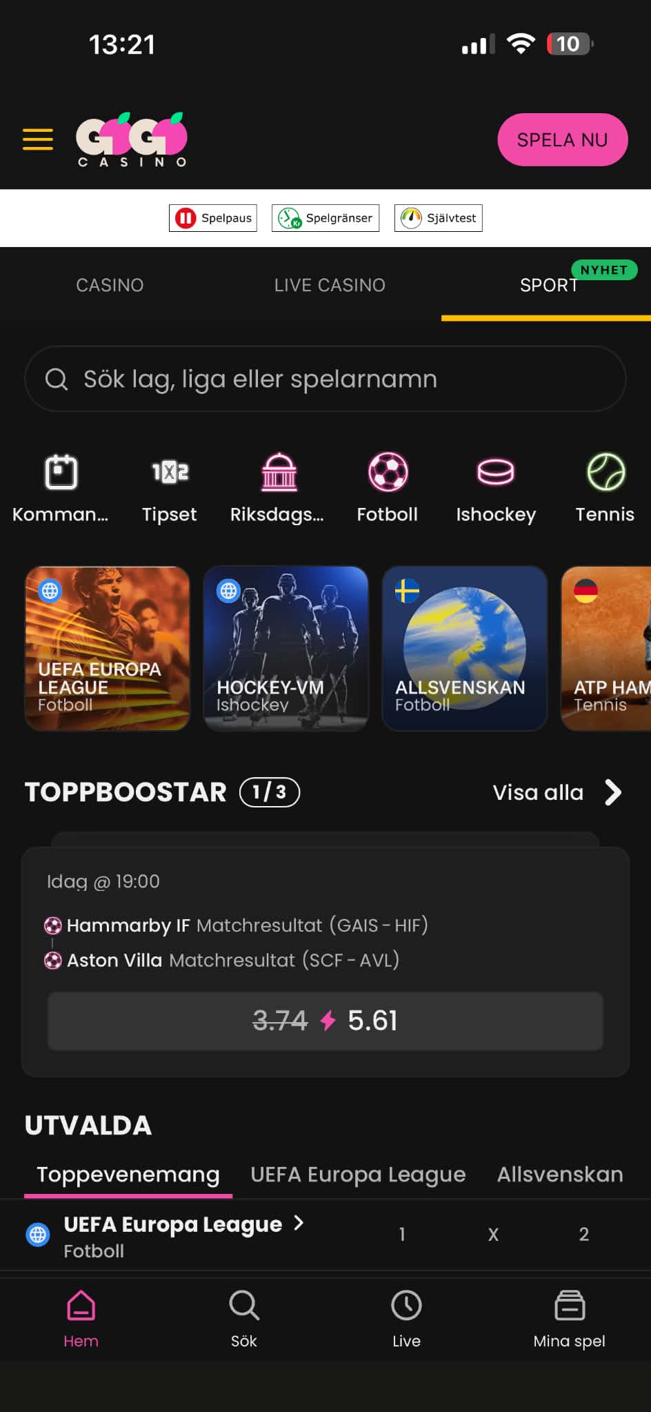 Fotbollsutbud - GoGoCasino