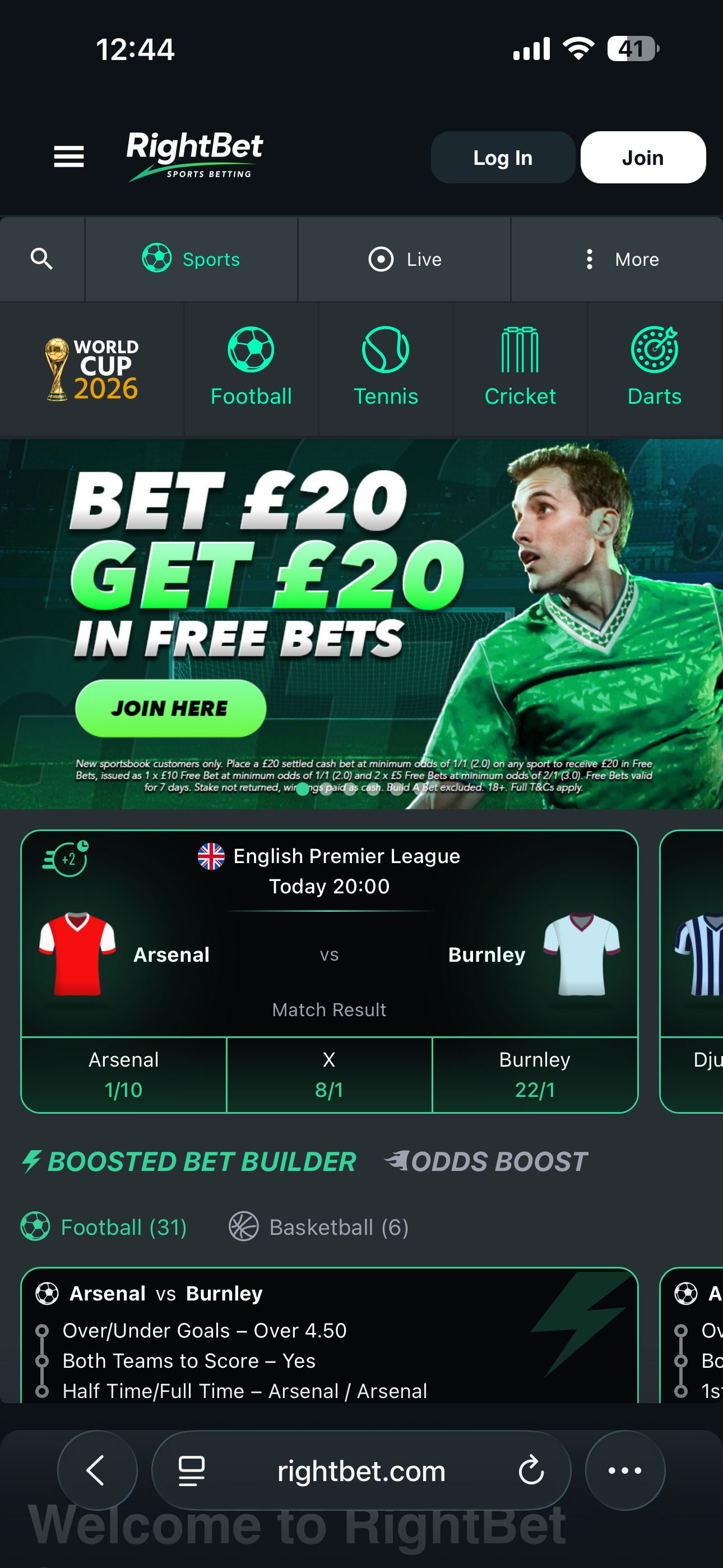 RightBet Sign Up 1