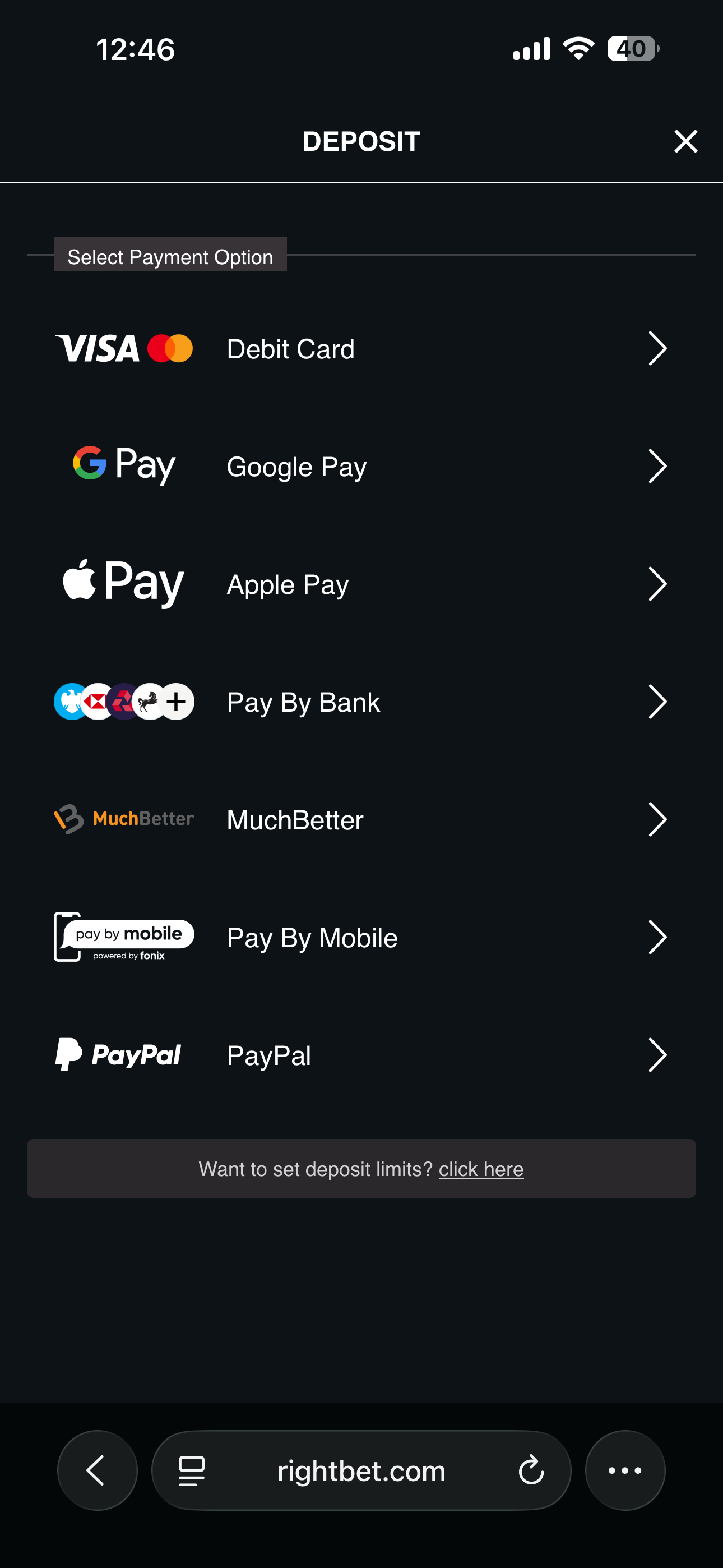 RightBet Deposit 1