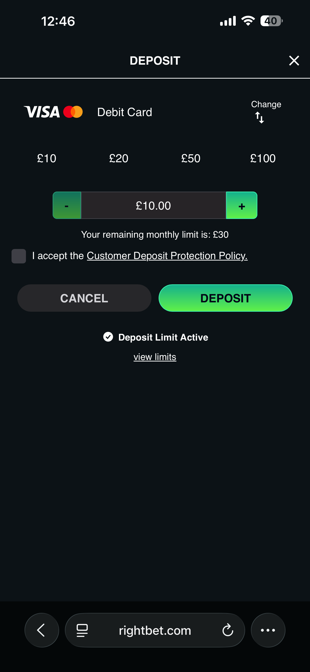 RightBet Deposit 2