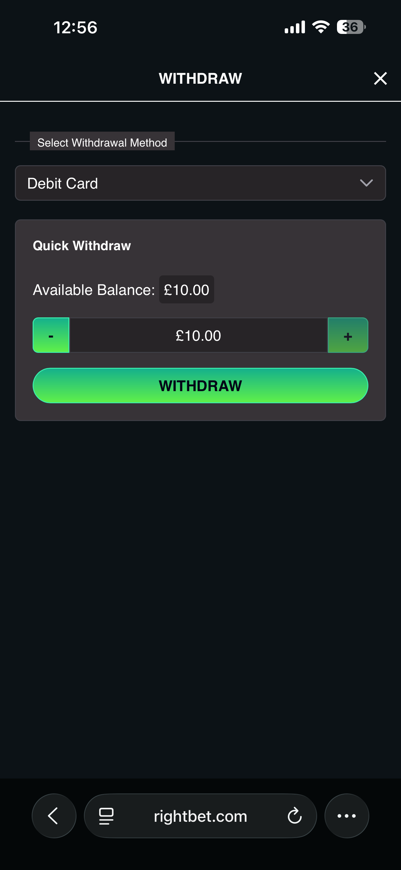 RightBet Withdraw 2