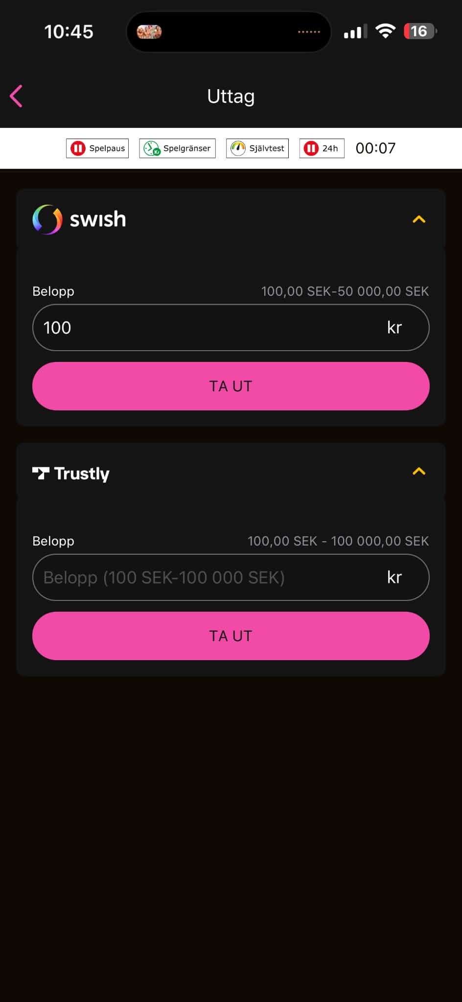 Uttag - GoGoCasino