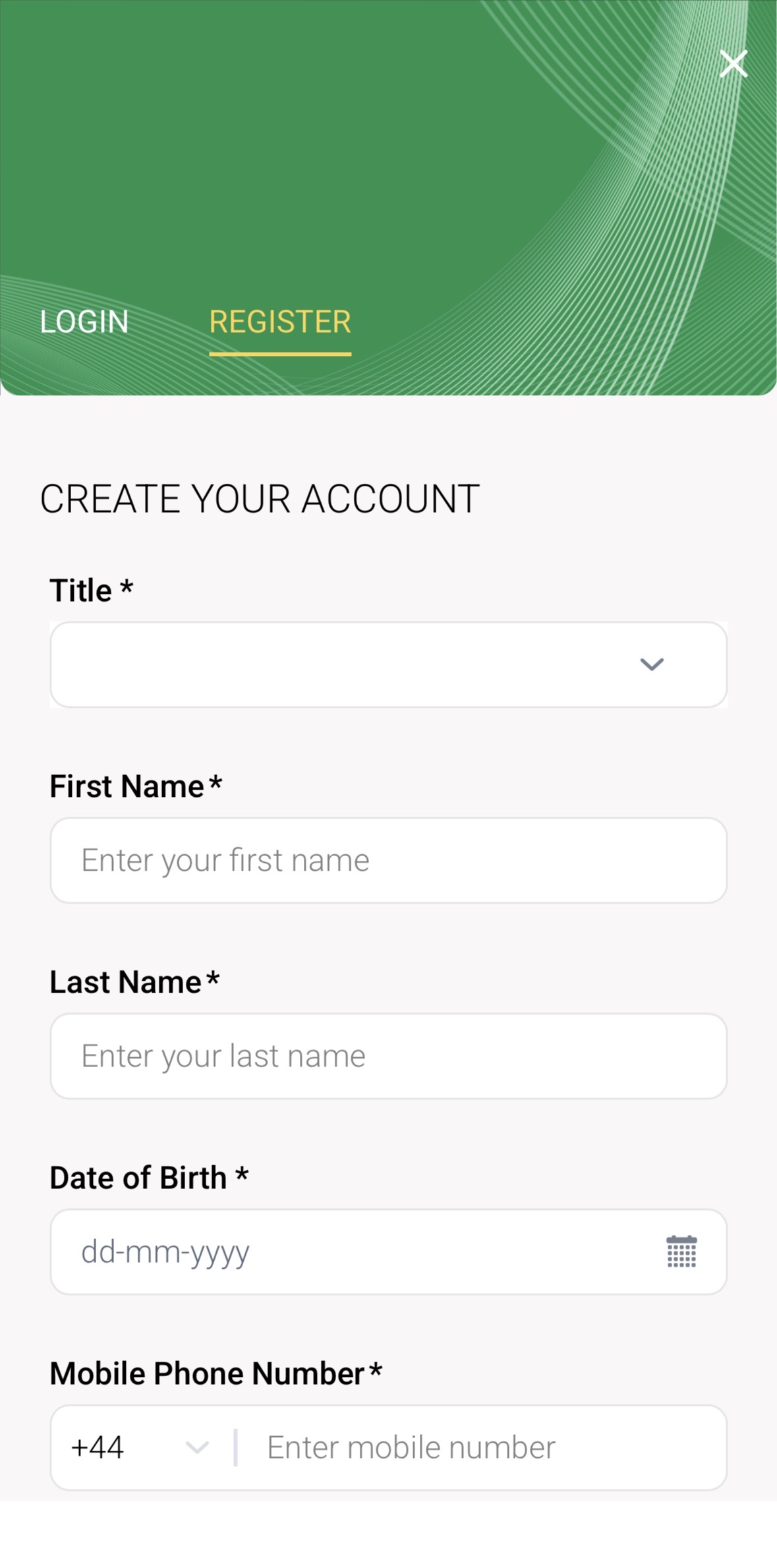 Octobet App Registration Personal Detail