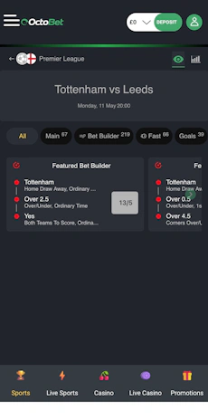 Octobet App Sportsbook Event Error
