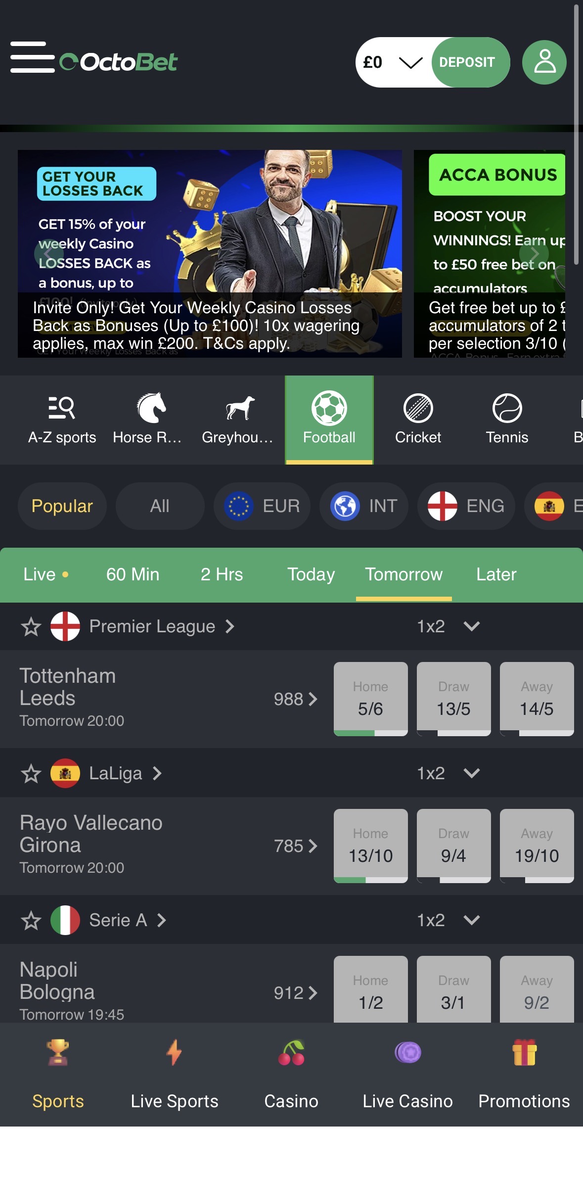 Octobet App Sportsbook Football