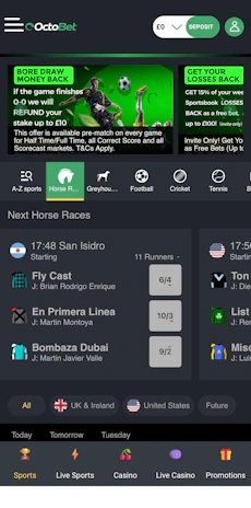 Octobet App Sportsbook Home
