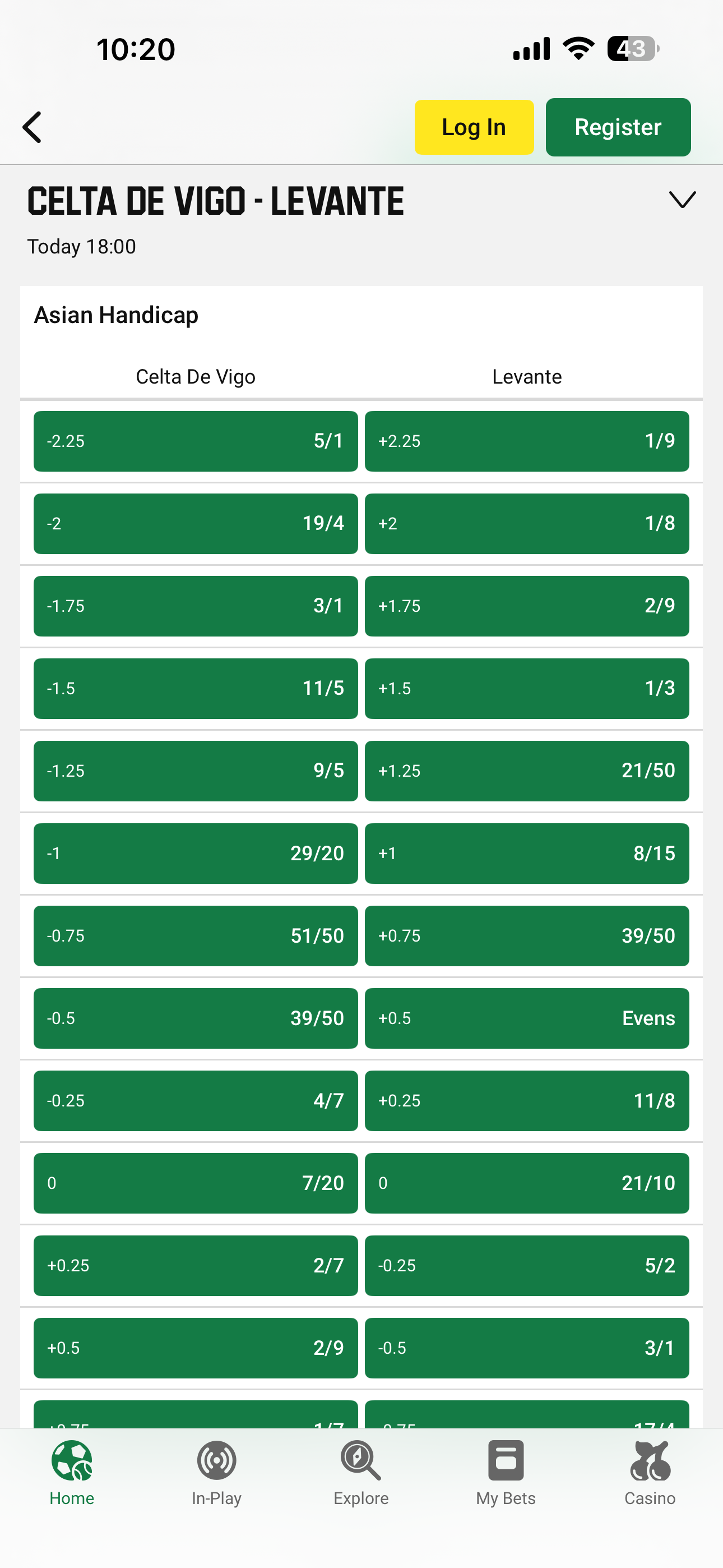 Unibet Asian Handicap
