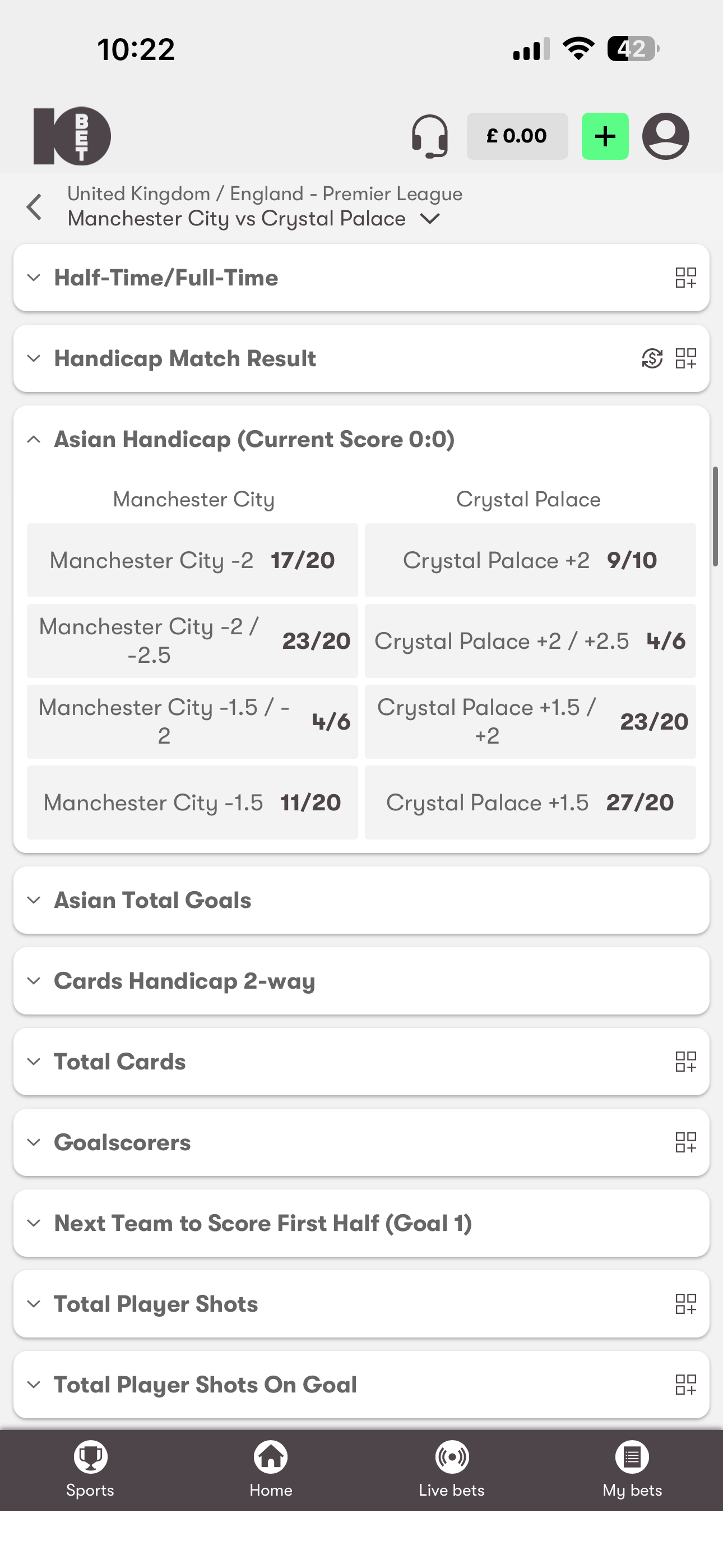 10Bet Asian Handicap