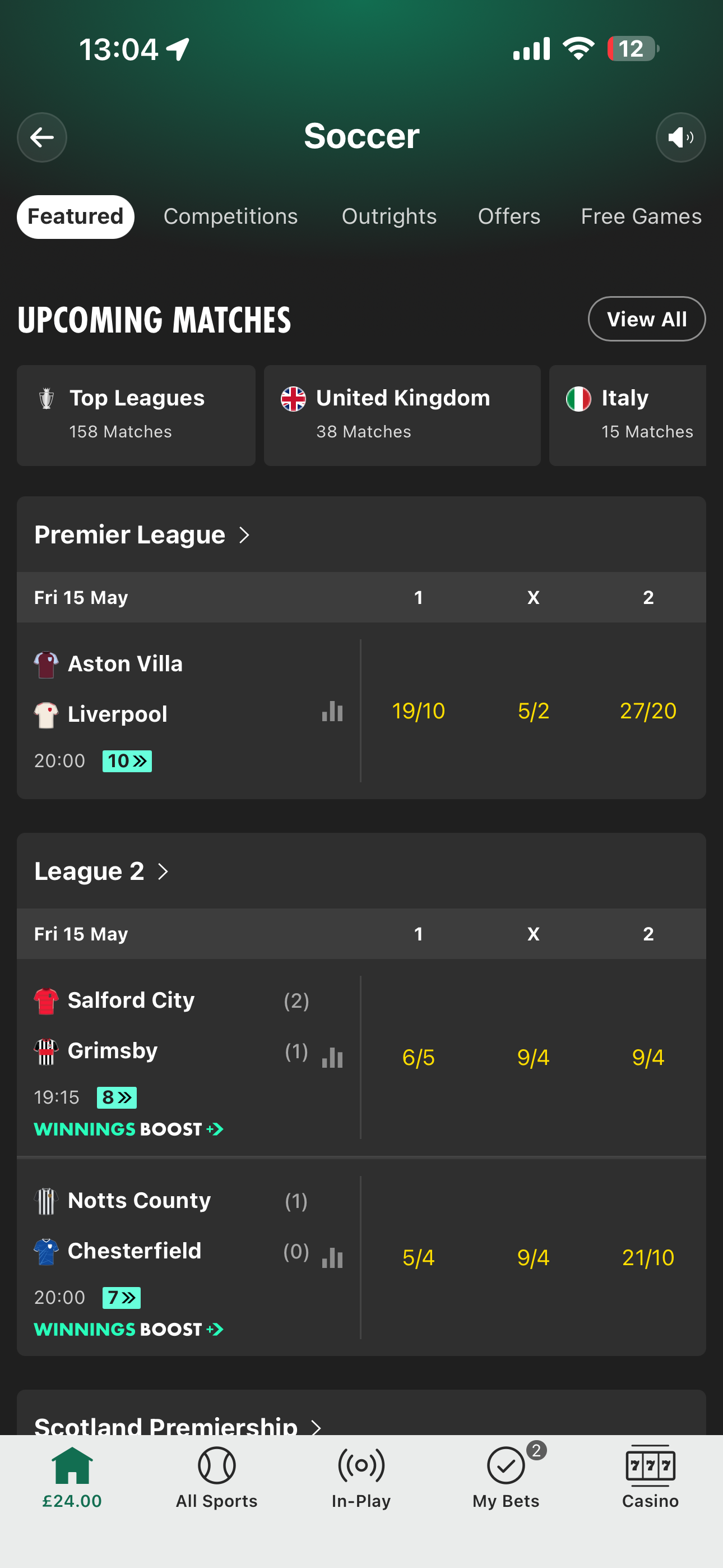 Bet365 Soccer / Football