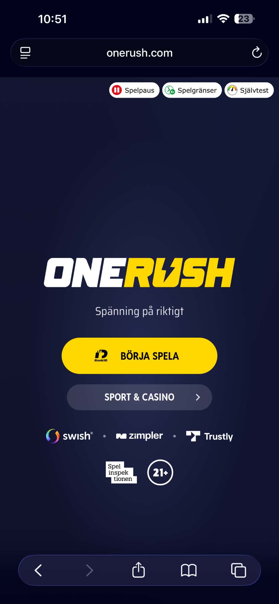 Registrering - Onerush