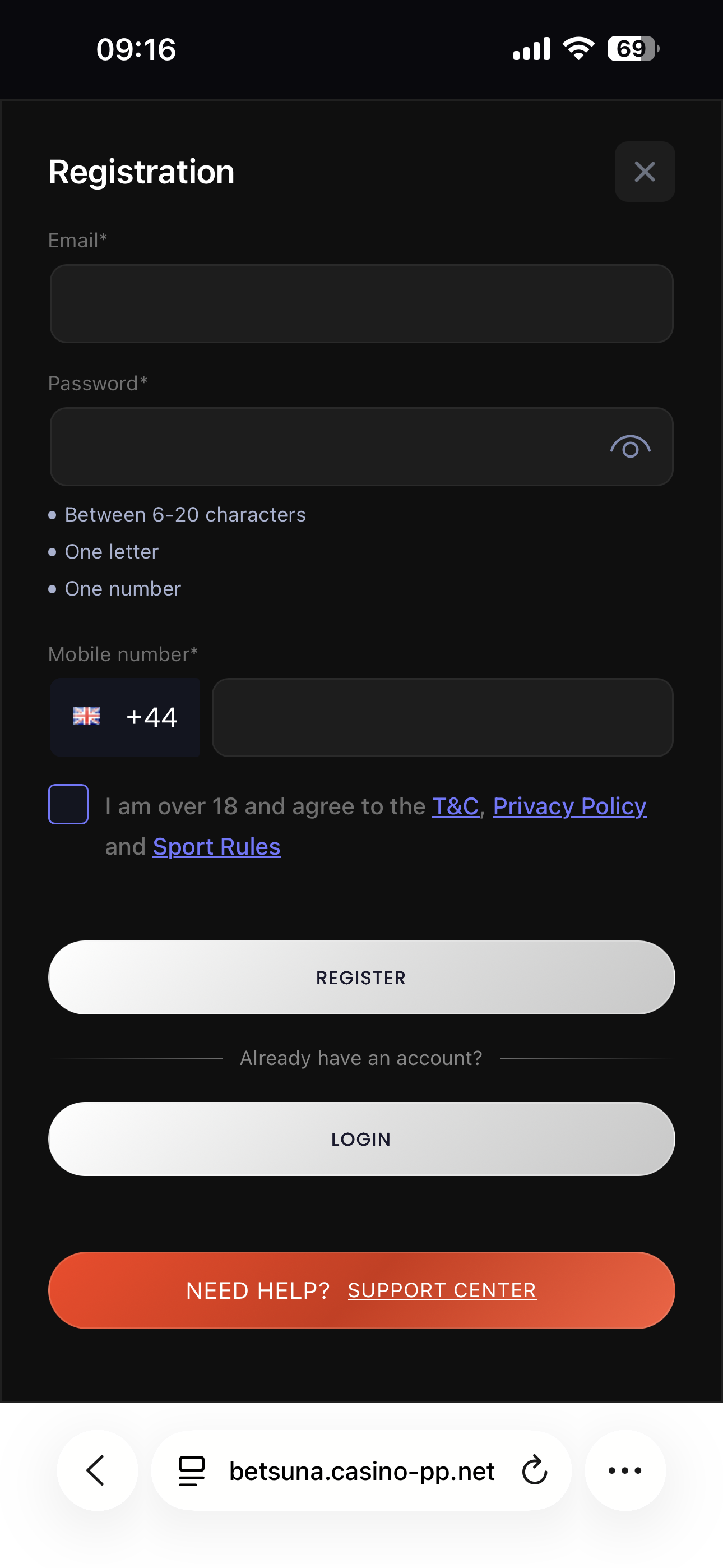 Betsuna Sign Up 2