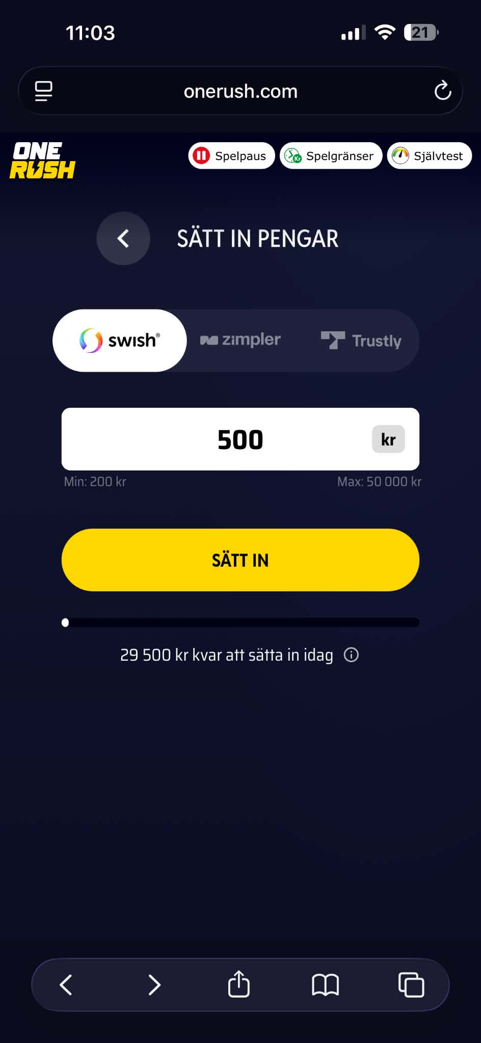 Insättning - Onerush