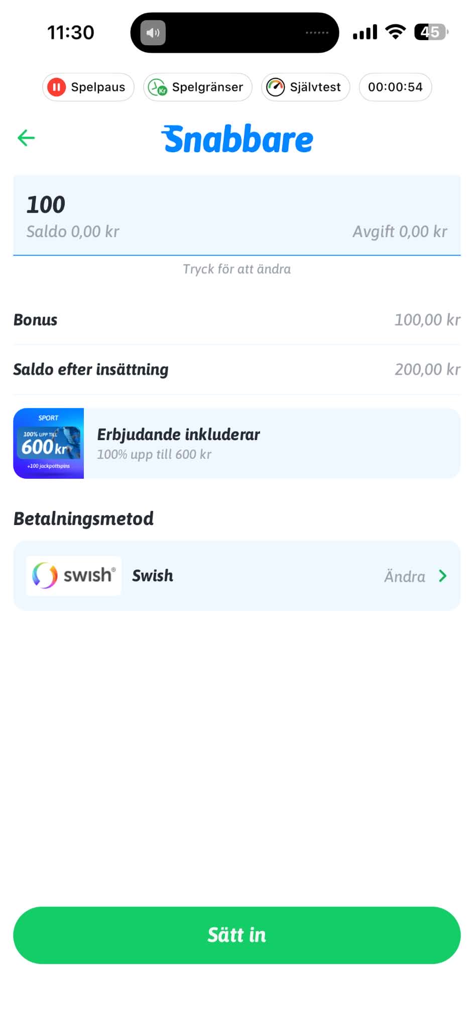 Insättning - Snabbare