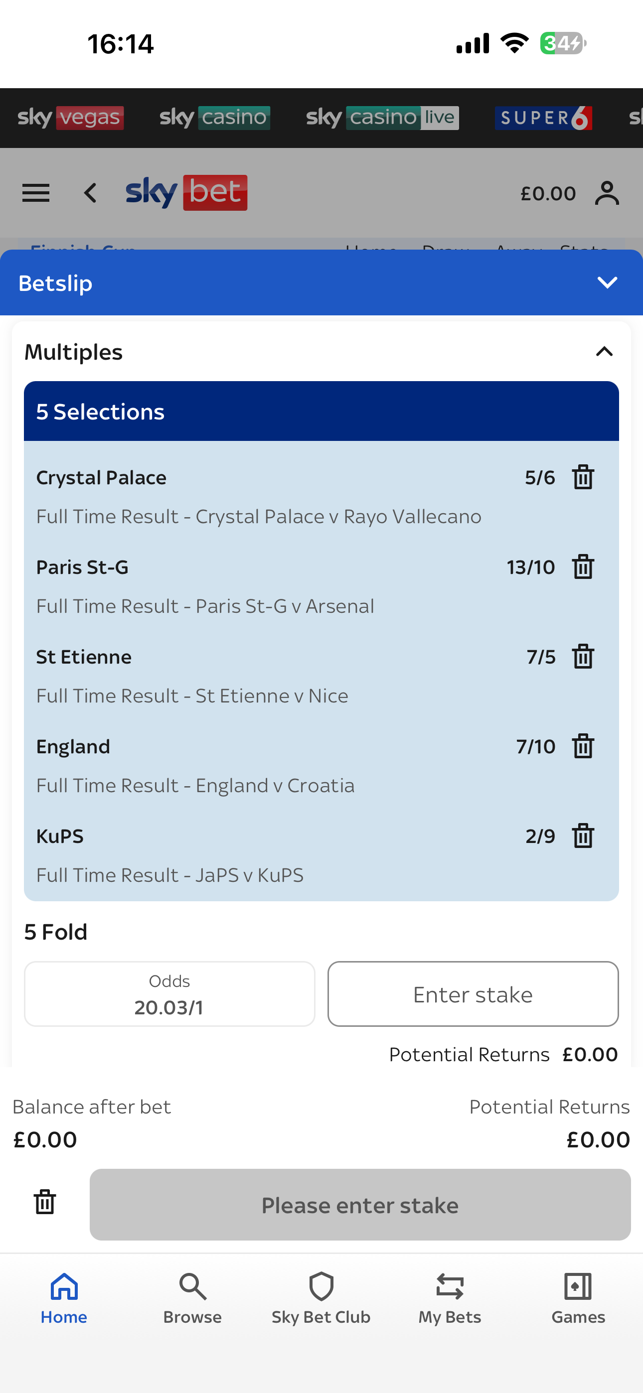 Sky Bet Selections
