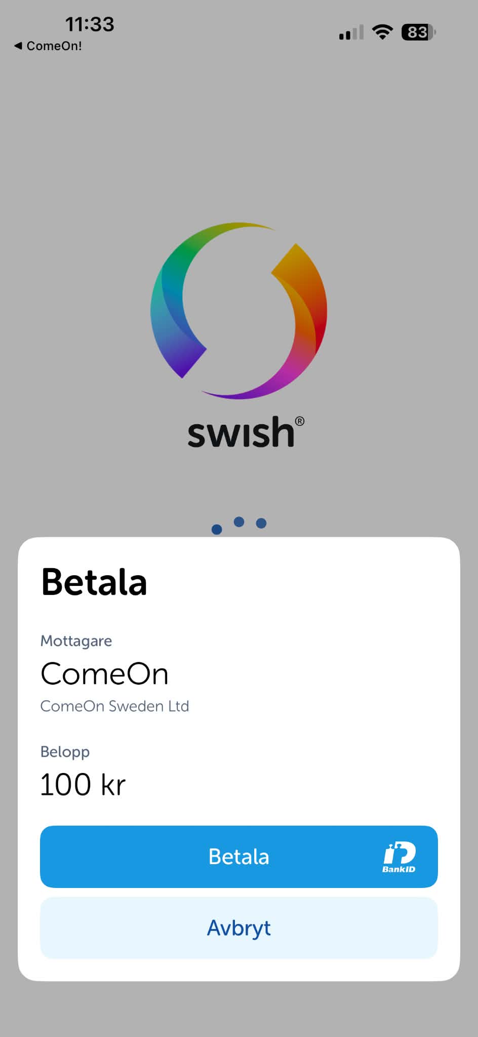Insättning - ComeOn