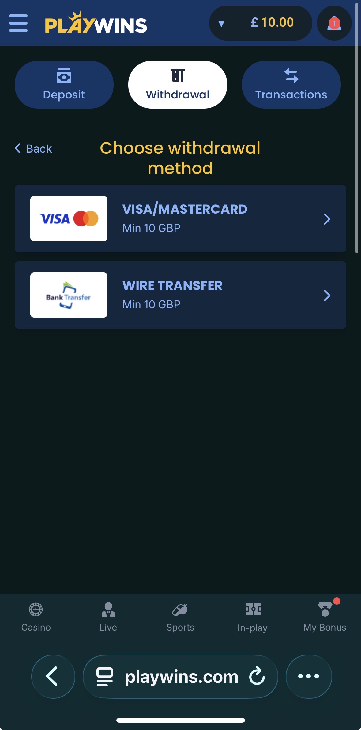PlayWins Withdraw 3