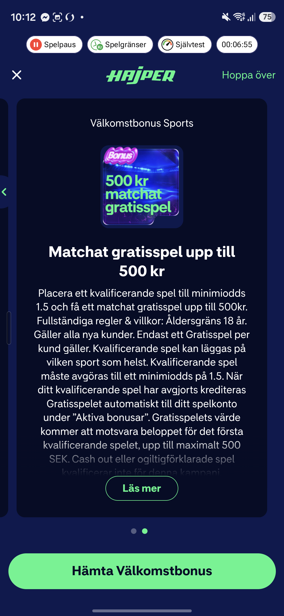 Hajper insättning bonus