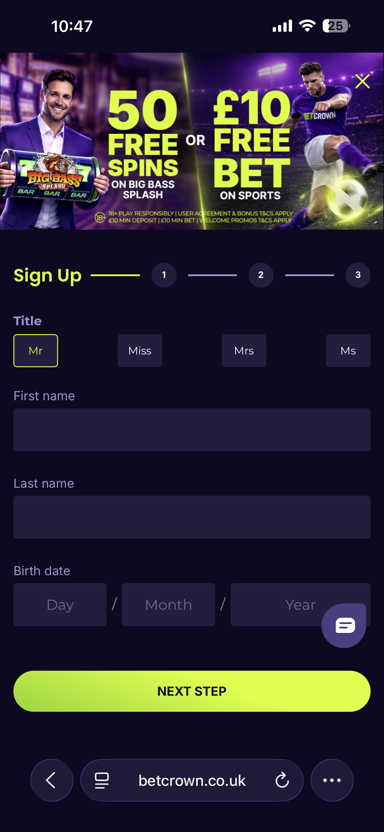 BetCrown Sign Up 2