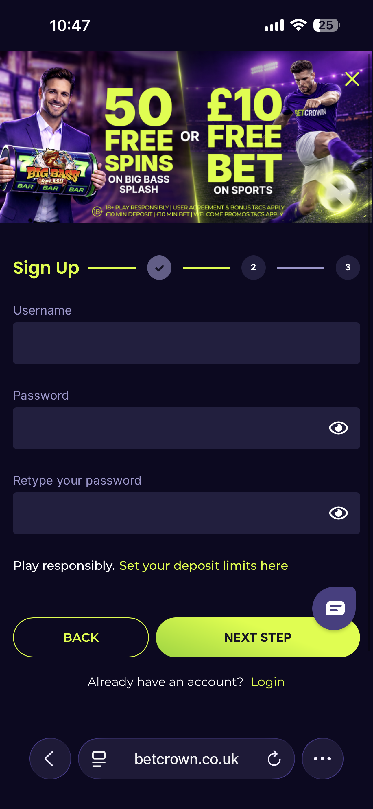 BetCrown Sign Up 3