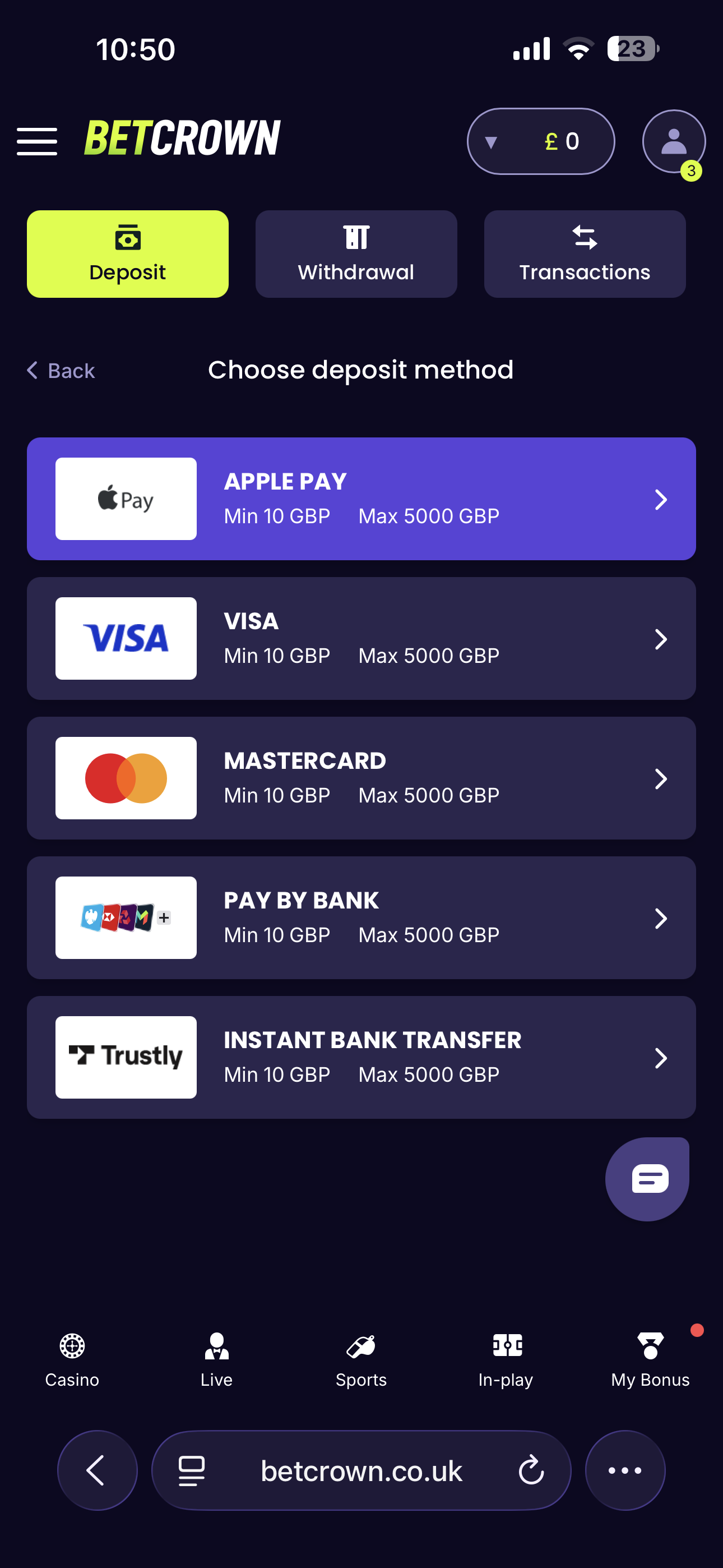 BetCrown Deposit 2