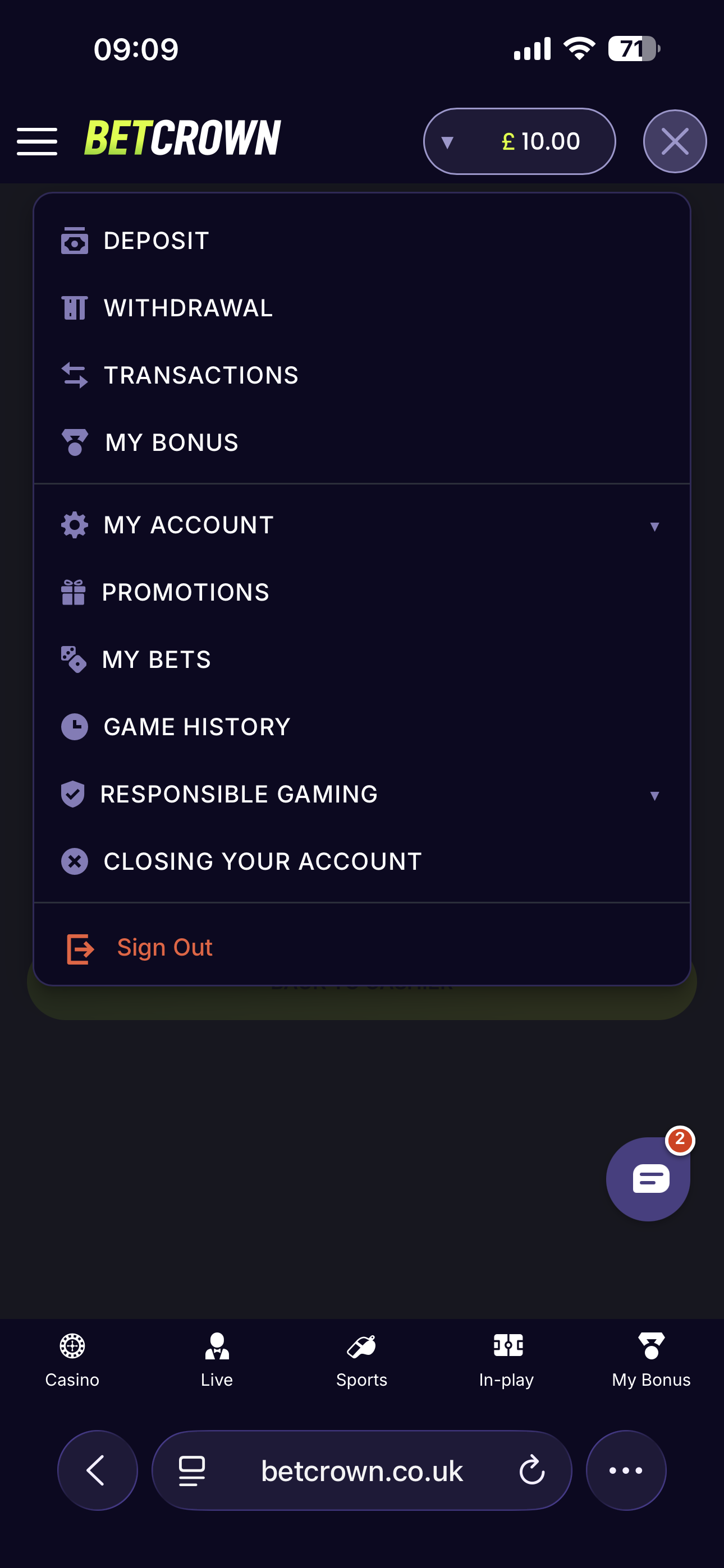 BetCrown Withdraw 1