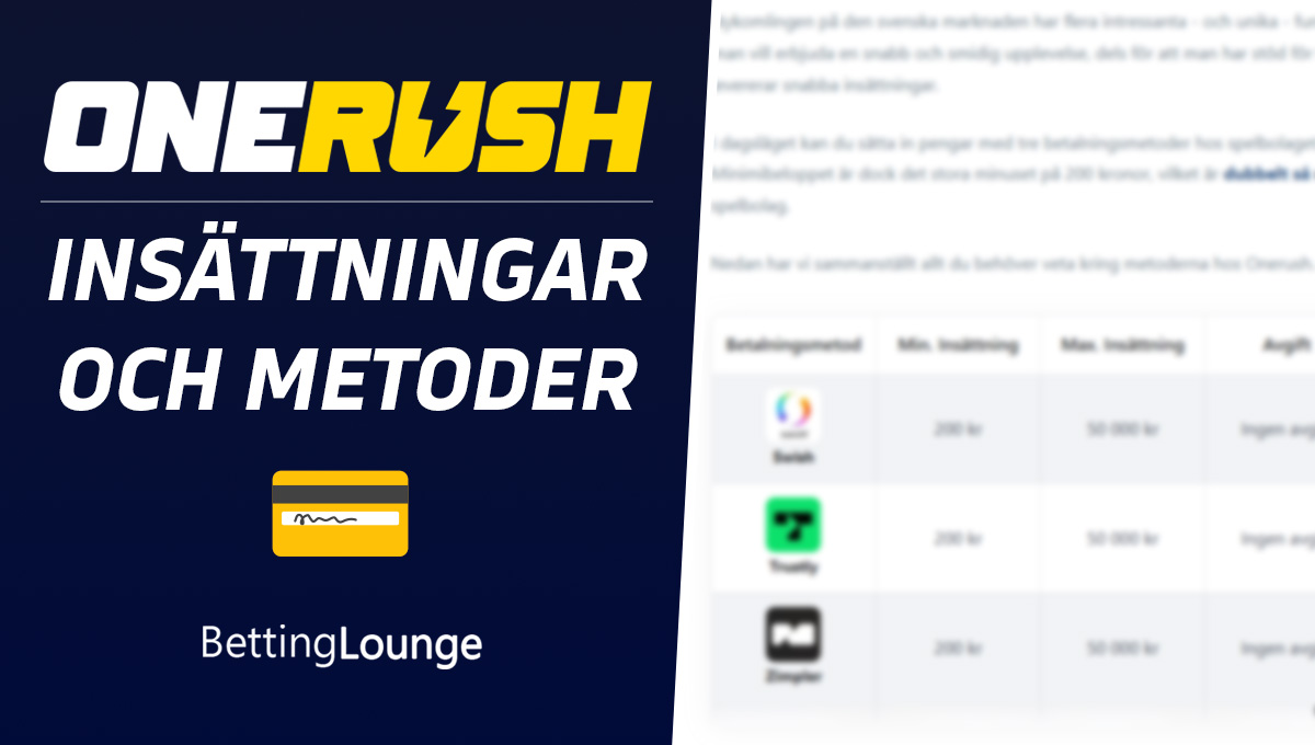 Onerush insättningar 