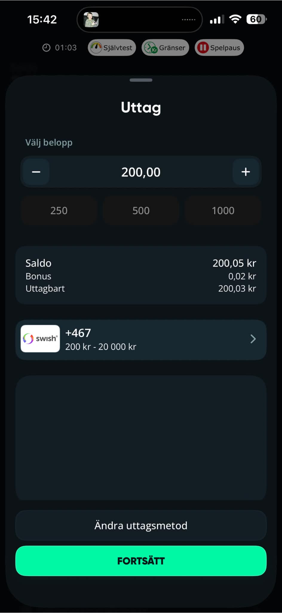 Uttag - SpeedyBet
