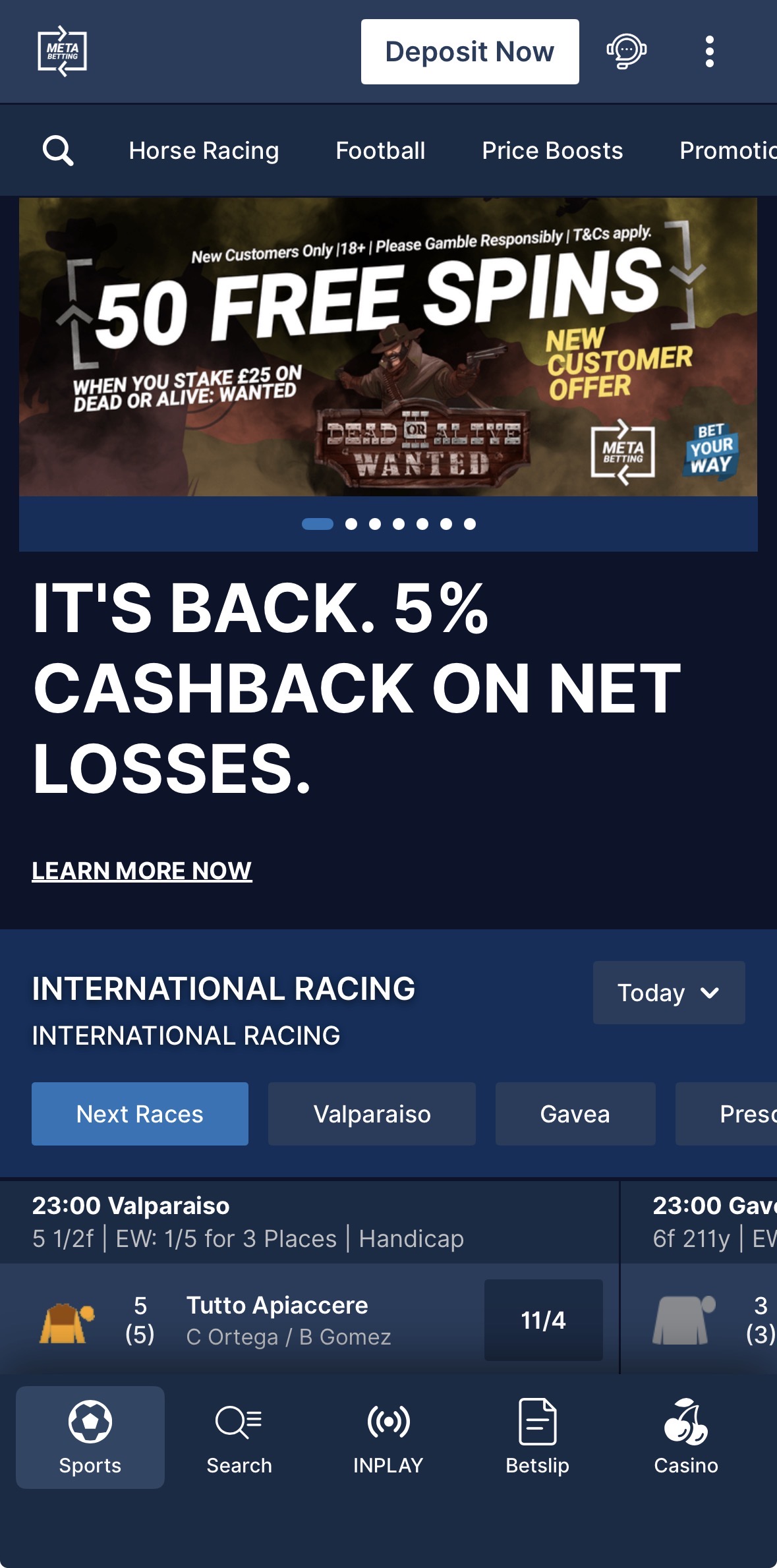 Meta Betting App Deposit 1