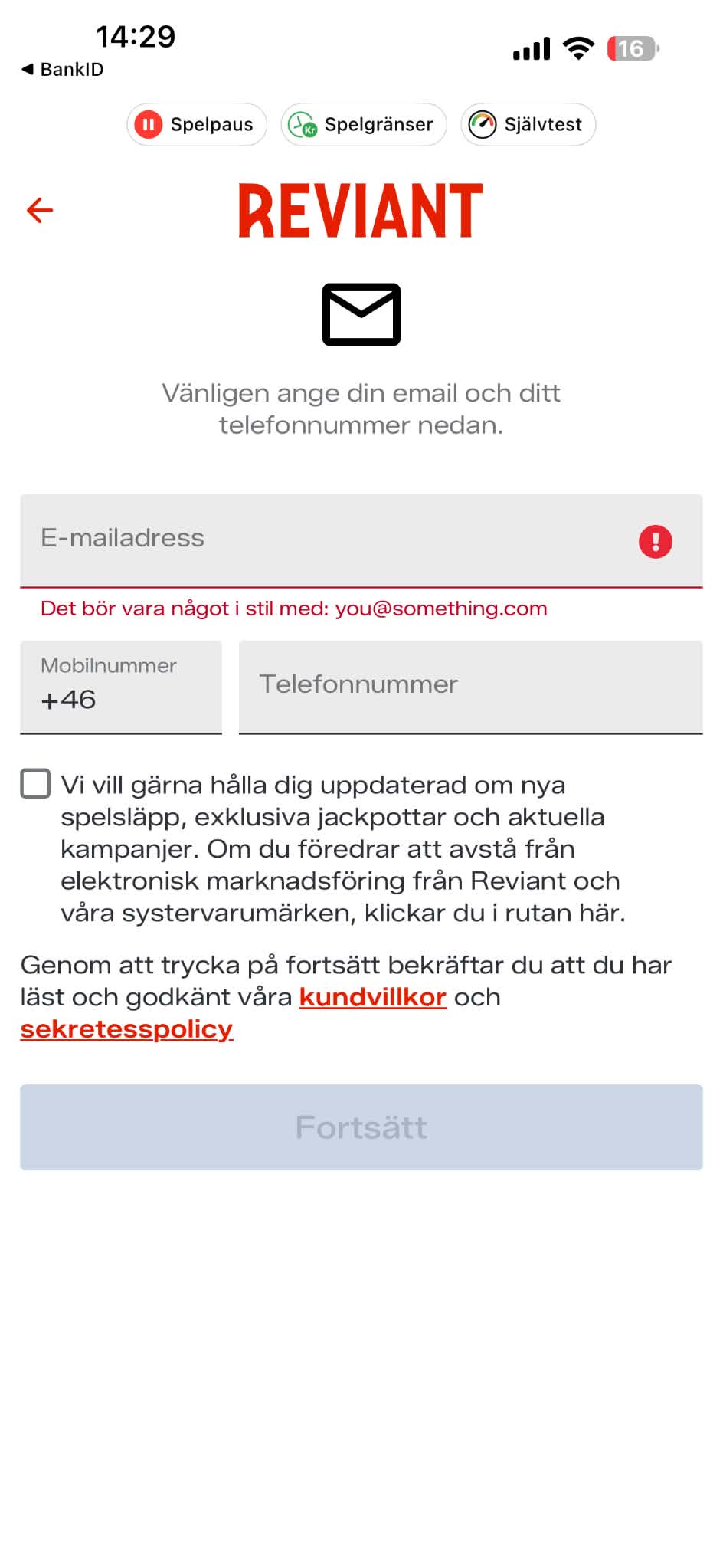Registrering - Reviant