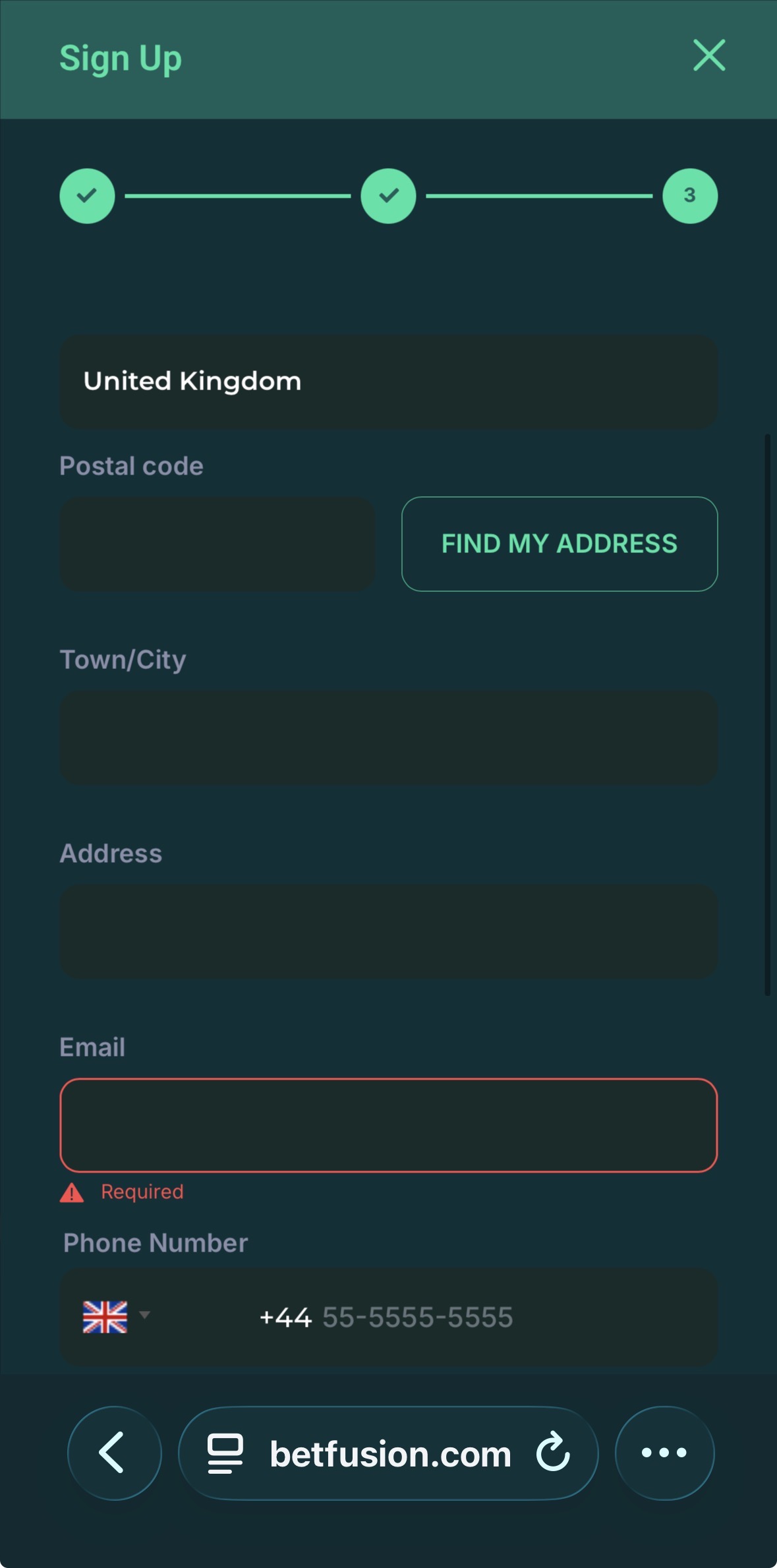 BetFusion Register 4