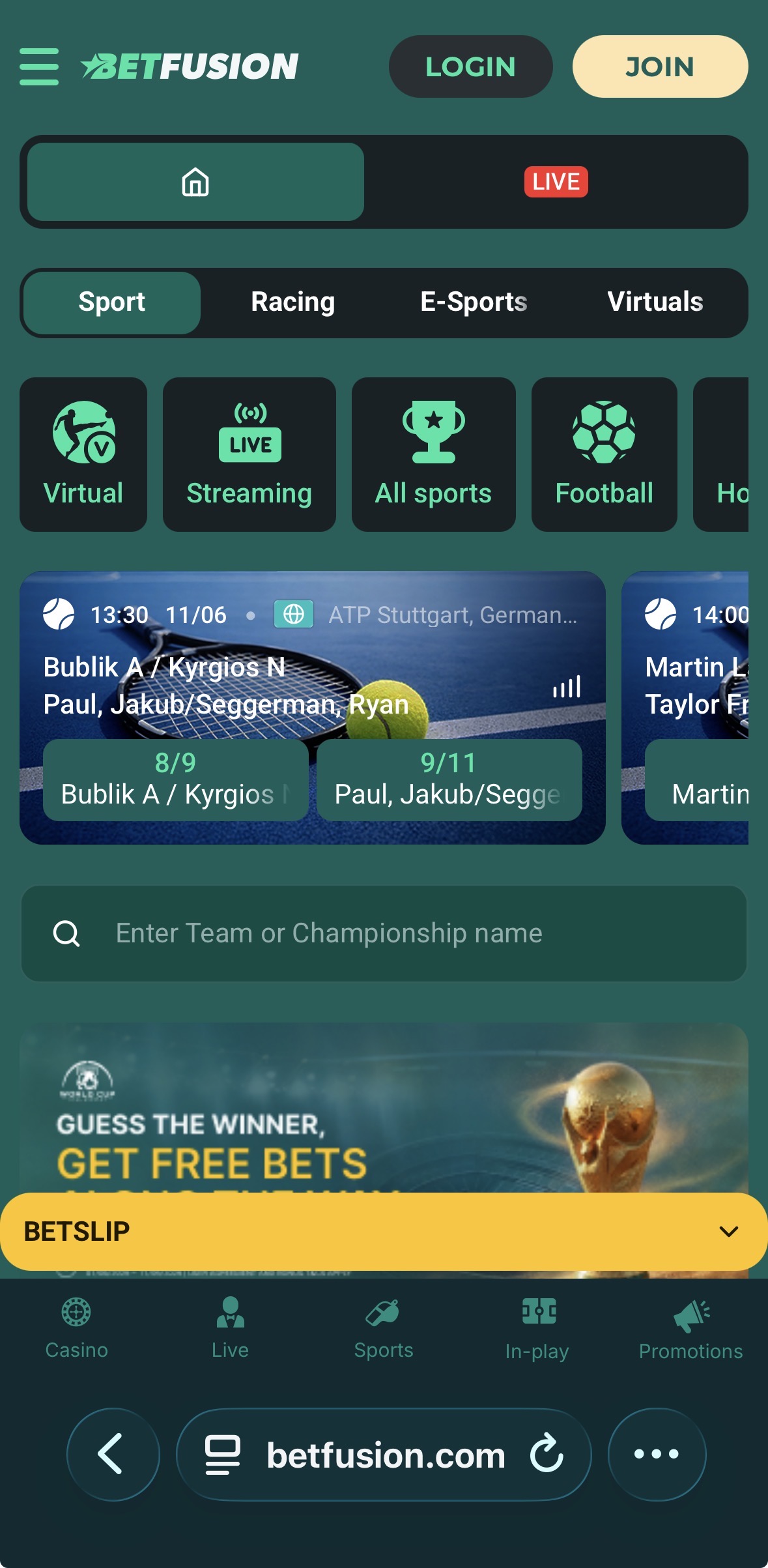 BetFusion Register 1