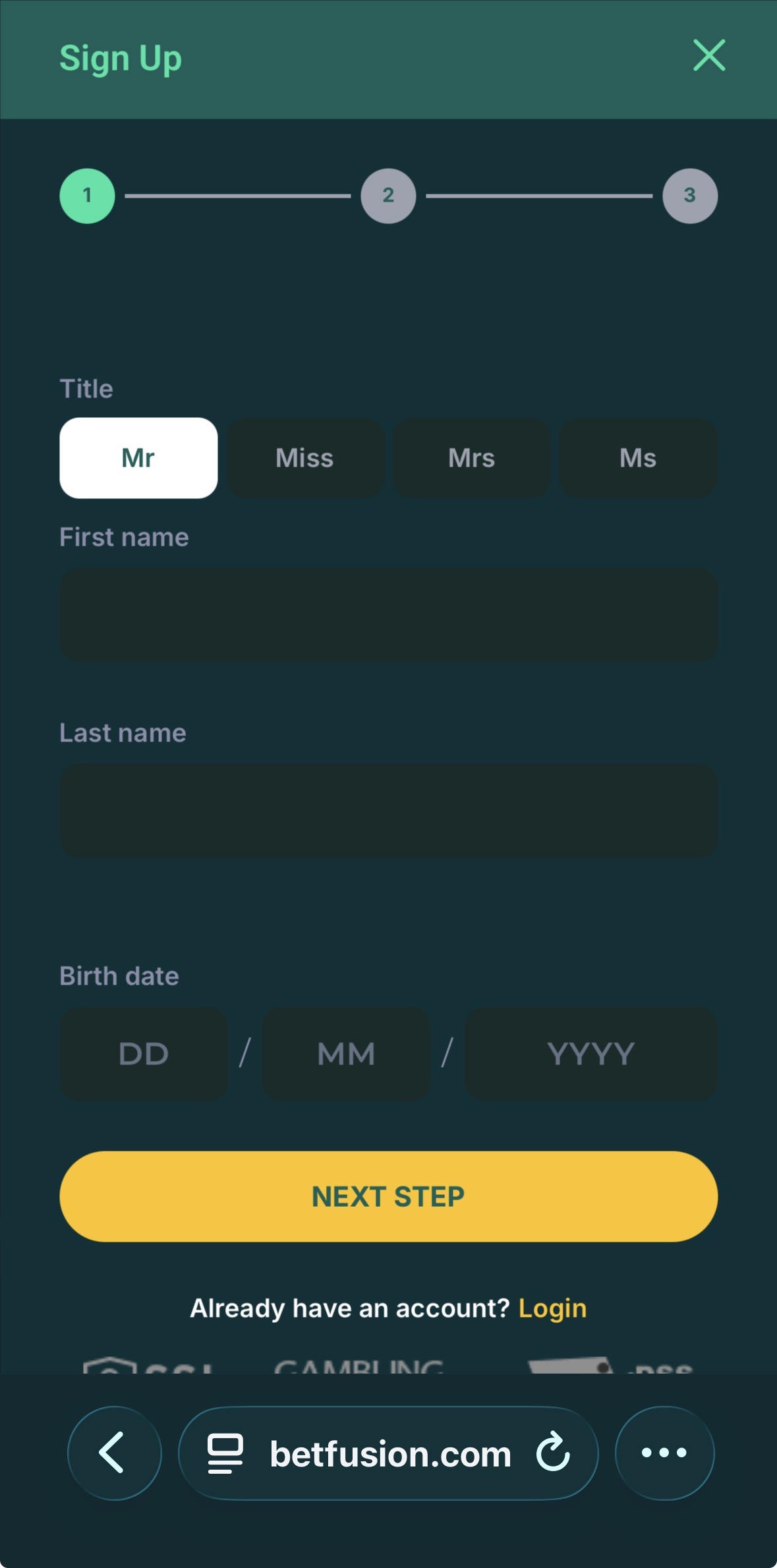 BetFusion Register 2
