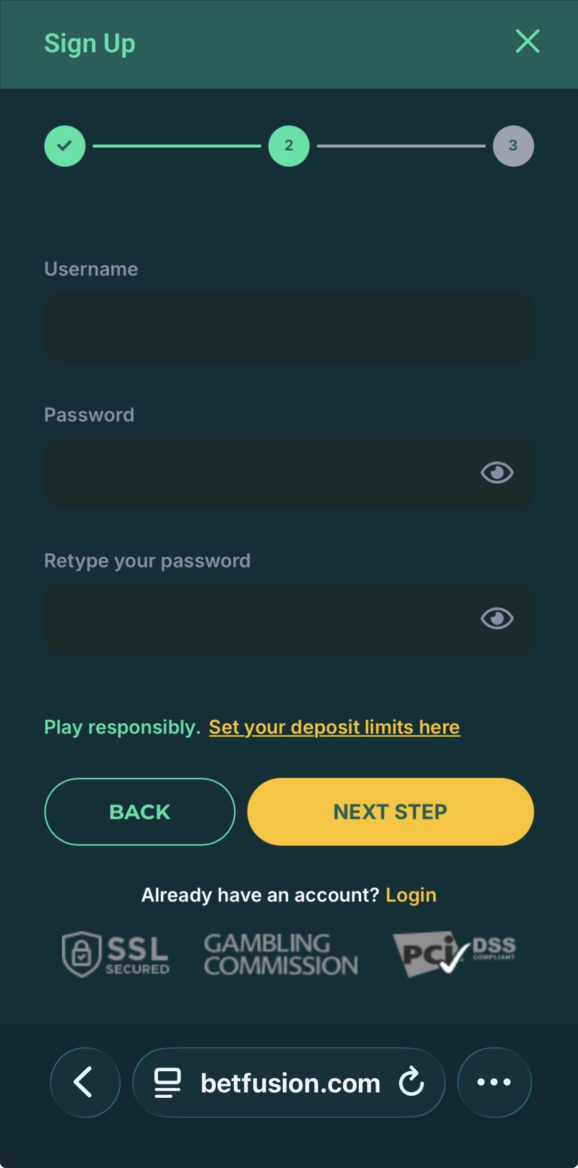BetFusion Register 3