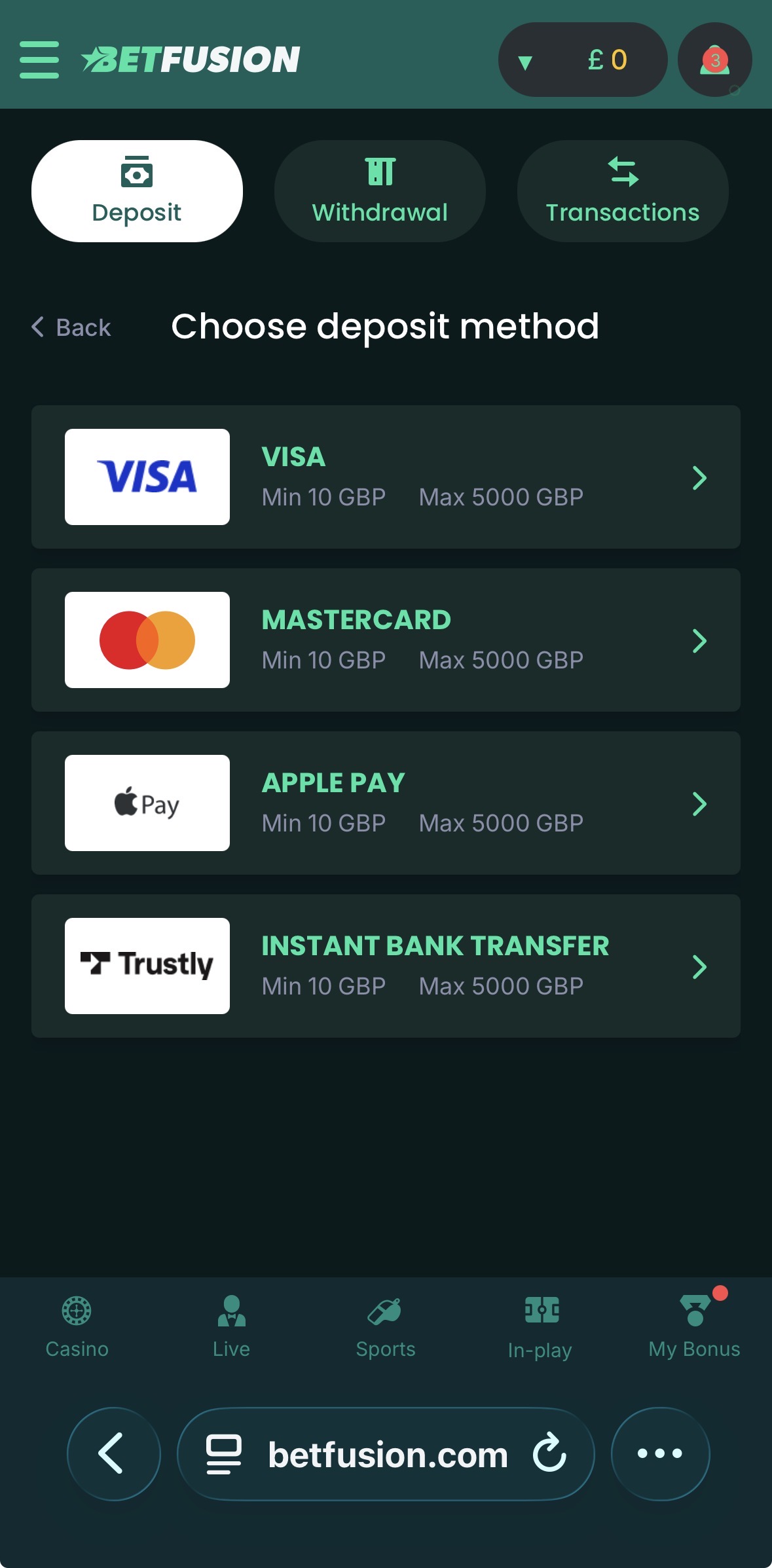 BetFusion Deposit 2