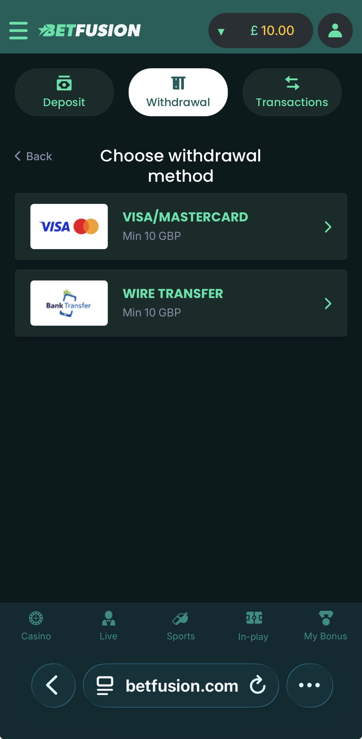 BetFusion Withdraw 3