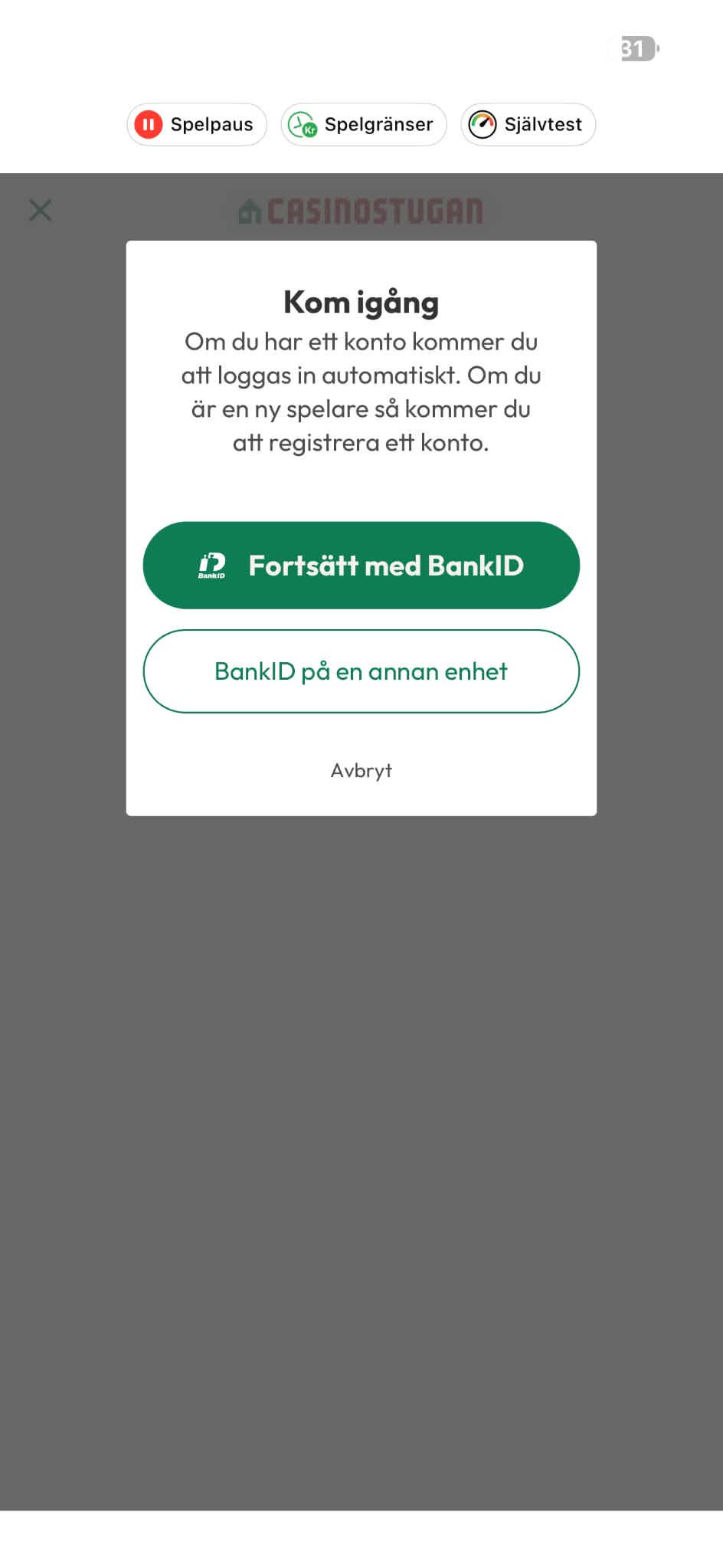 Registrering - Casinostugan