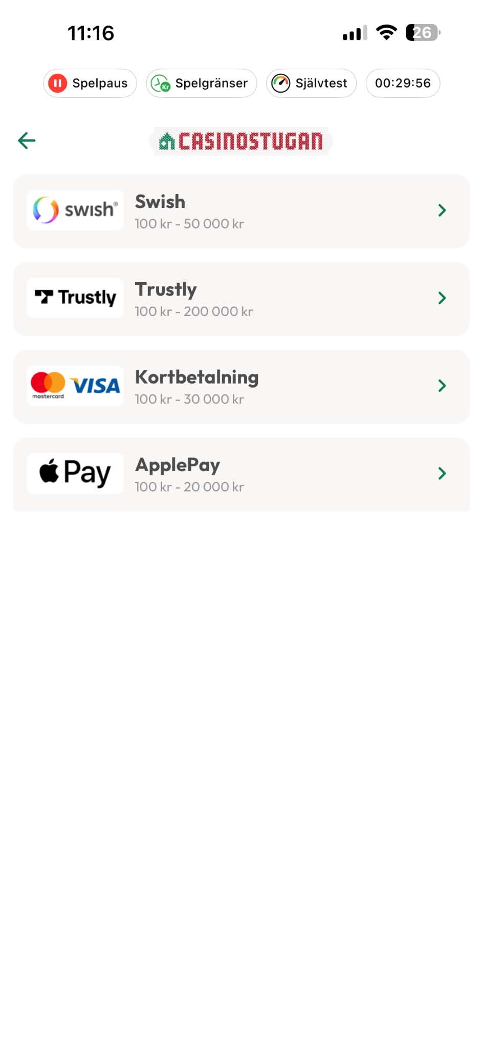 Insättning - Casinostugan