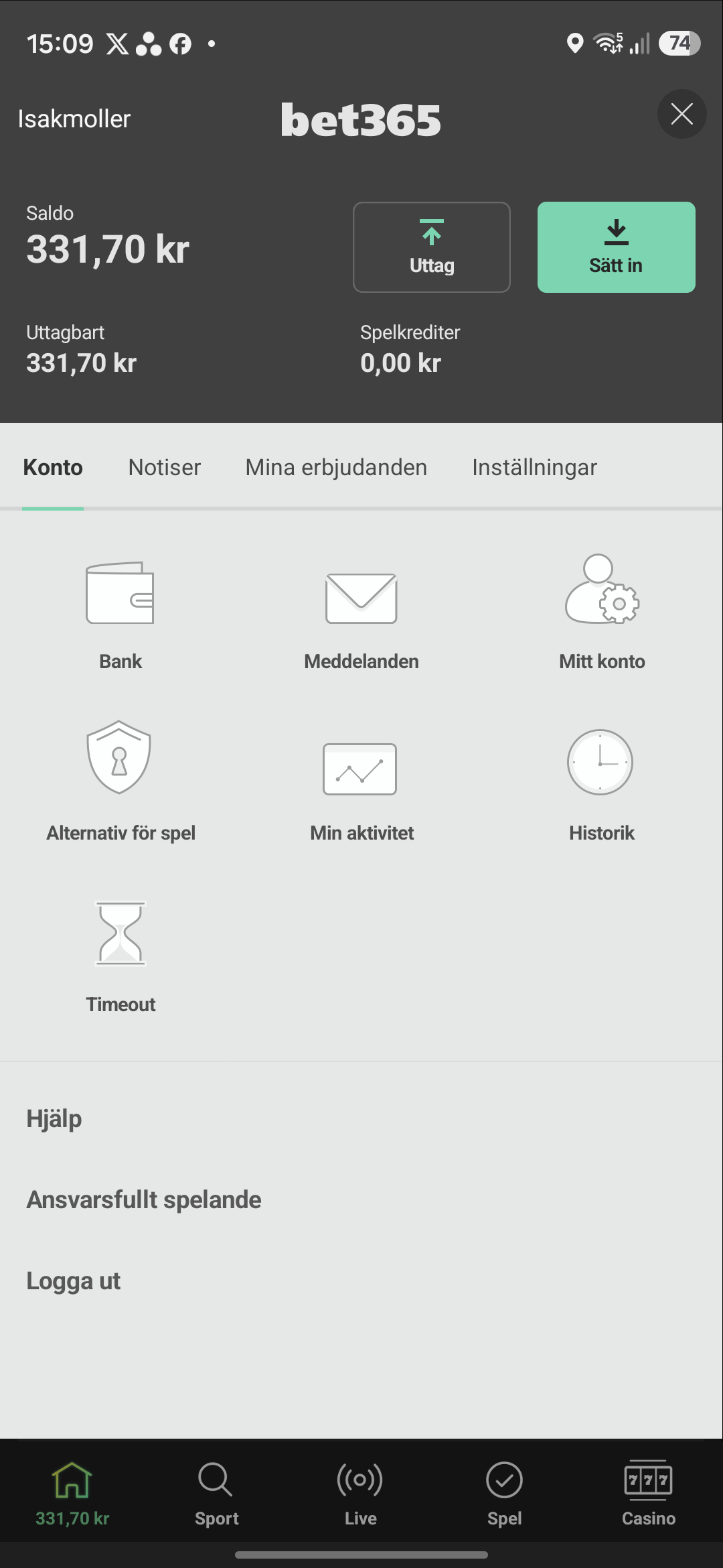 PayPal uttag Bet365 1