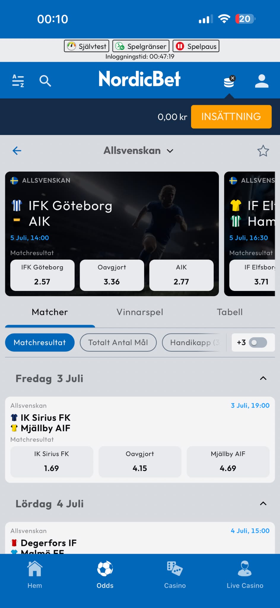 Fotbollsutbud - NordicBet