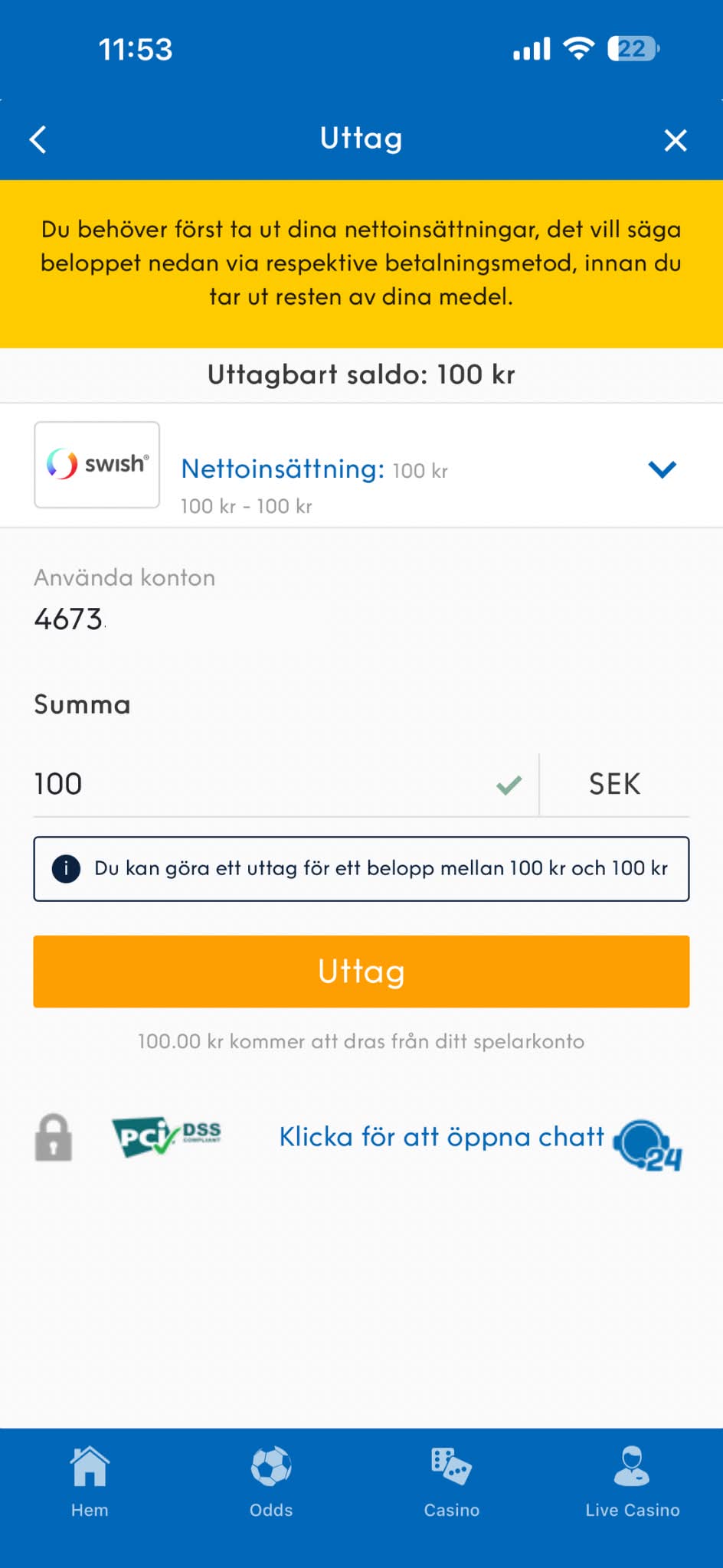 Uttag - NordicBet