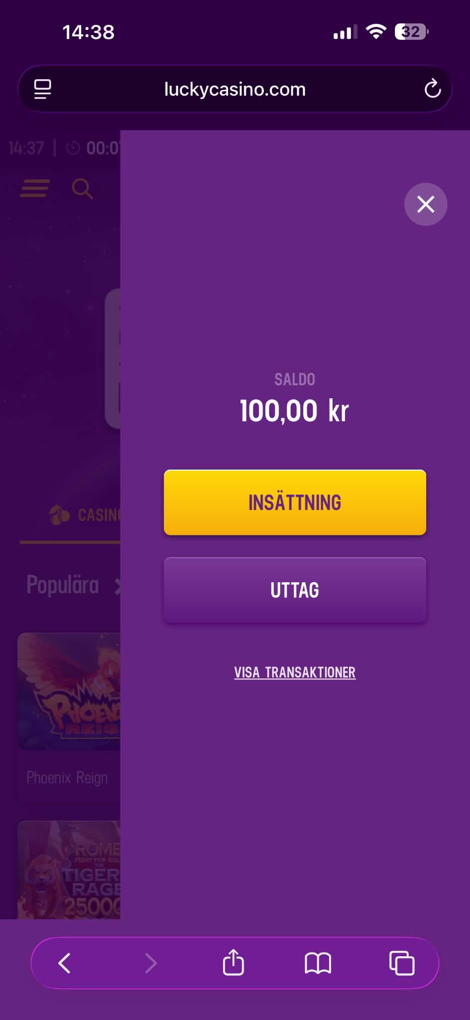 Lucky Casino - Uttag